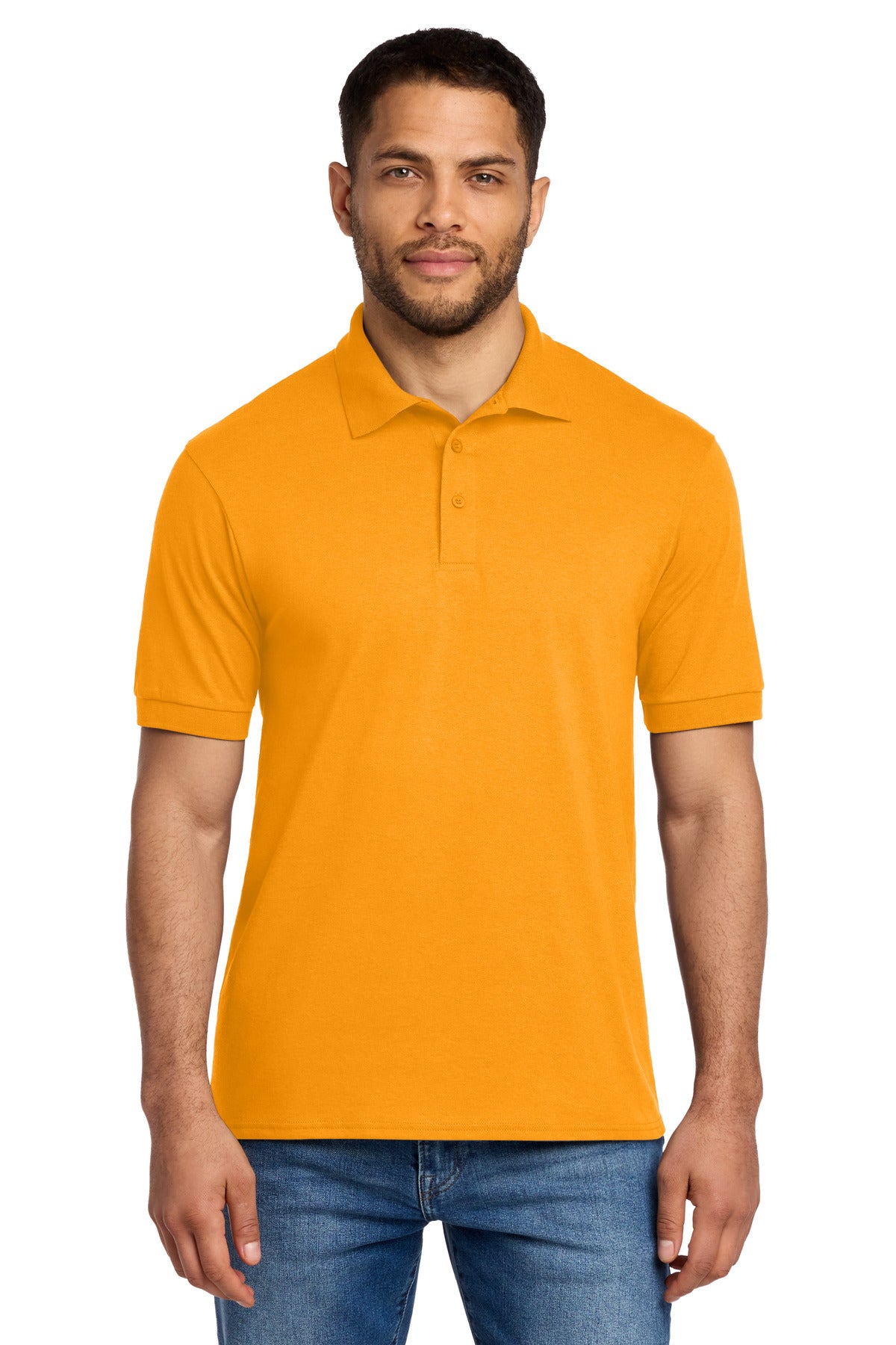 Port & Co Core Blend Jersey Knit Polo. KP55 in Gold