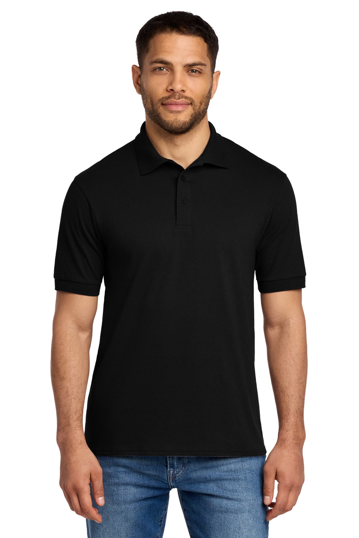 Port & Co Core Blend Jersey Knit Polo. KP55 in Jet Black
