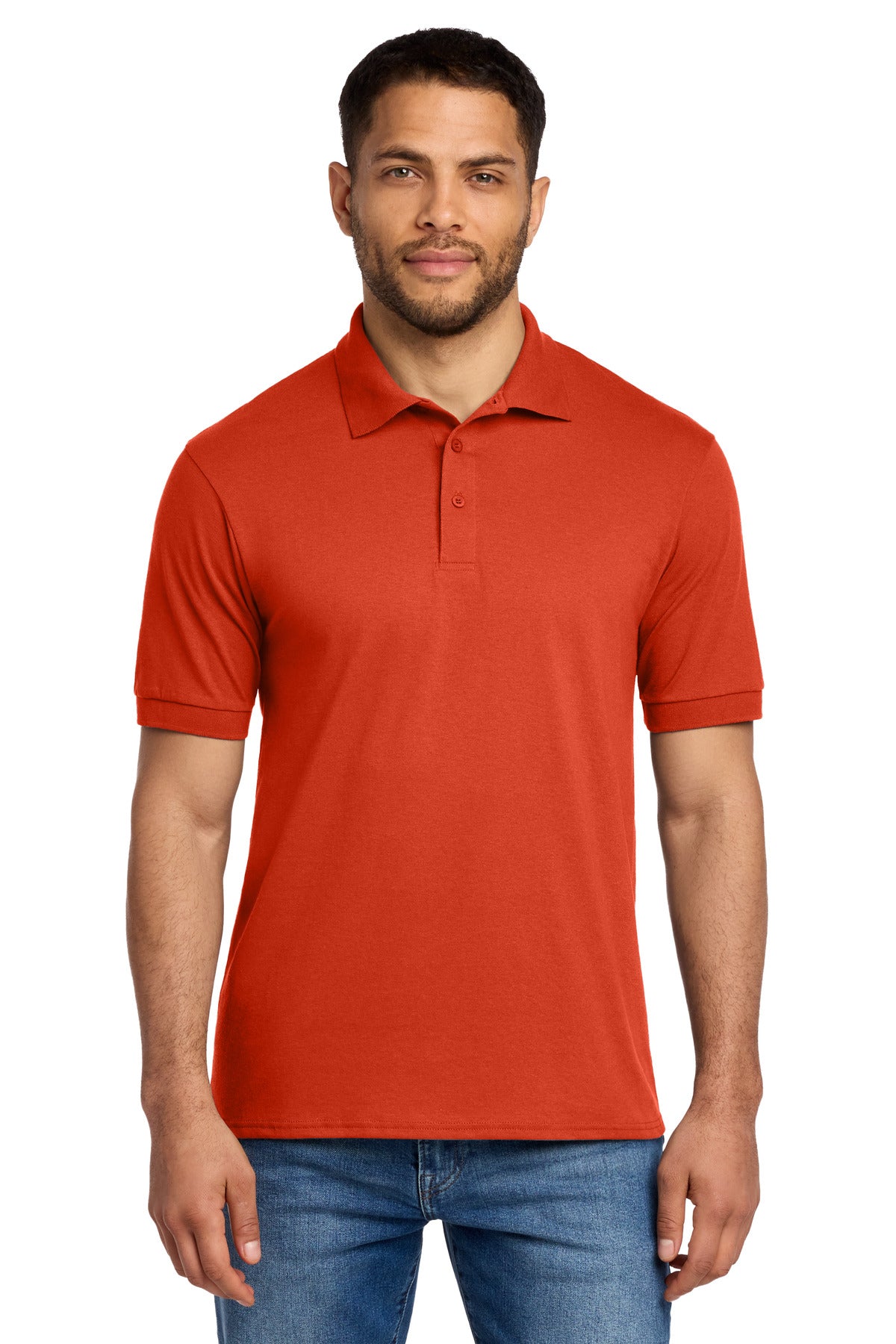 Port & Co Core Blend Jersey Knit Polo. KP55 in Orange