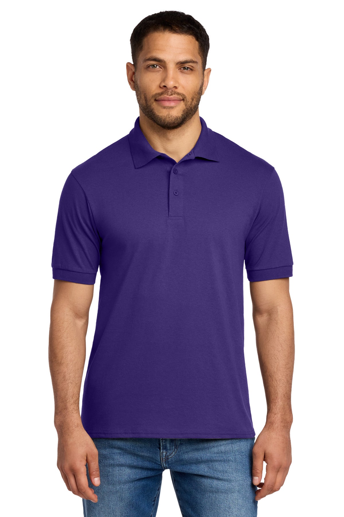 Port & Co Core Blend Jersey Knit Polo. KP55 in Purple