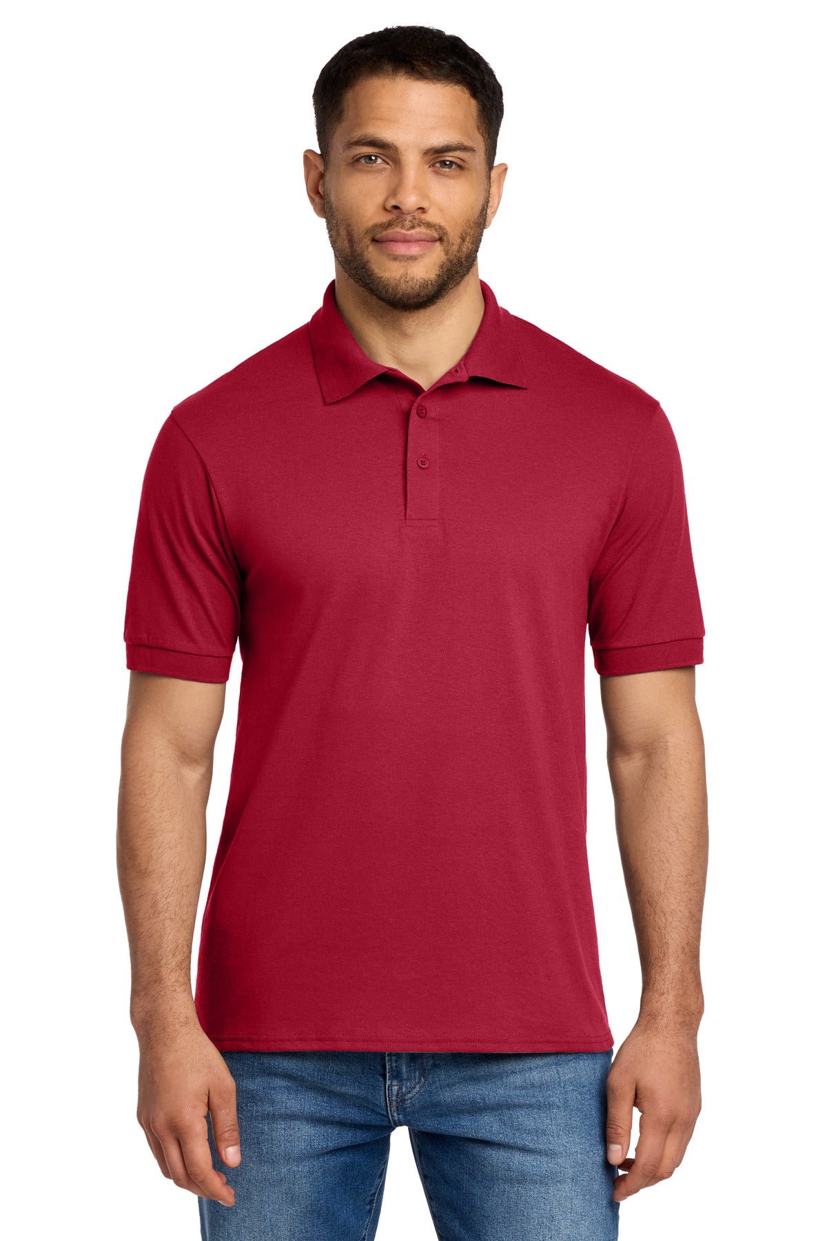 Port & Co Core Blend Jersey Knit Polo. KP55 in Red