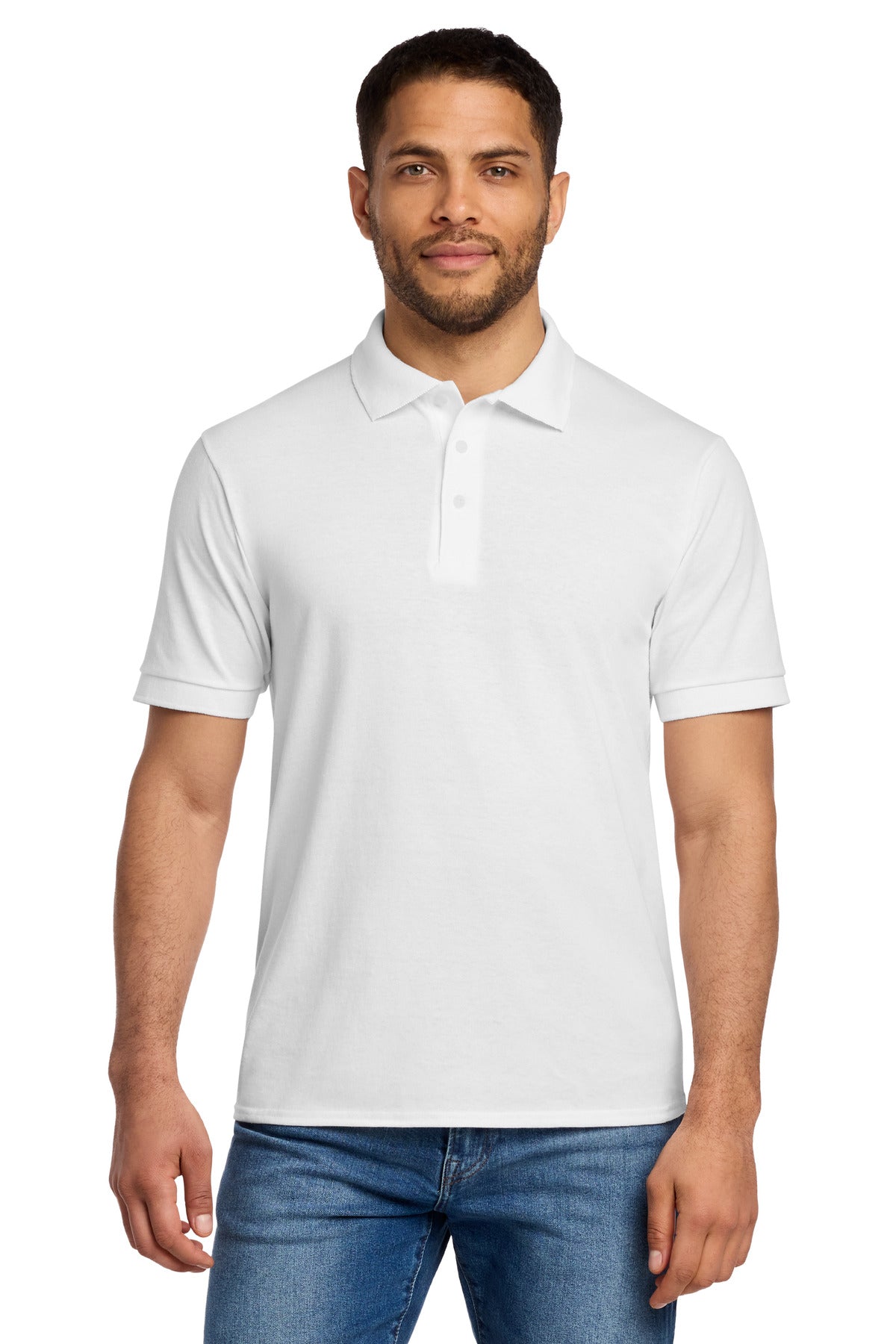 Port & Co Core Blend Jersey Knit Polo. KP55 in White