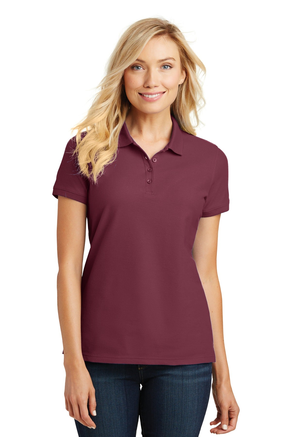 Port Authority Women's Core Classic Pique Polo. L100 in Burgundy