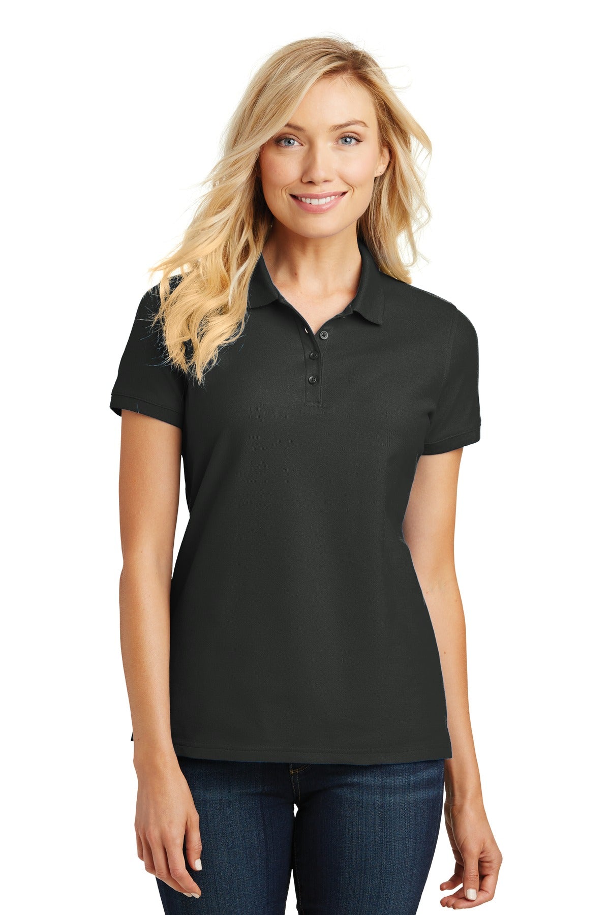 Port Authority Women's Core Classic Pique Polo. L100 in Deep Black