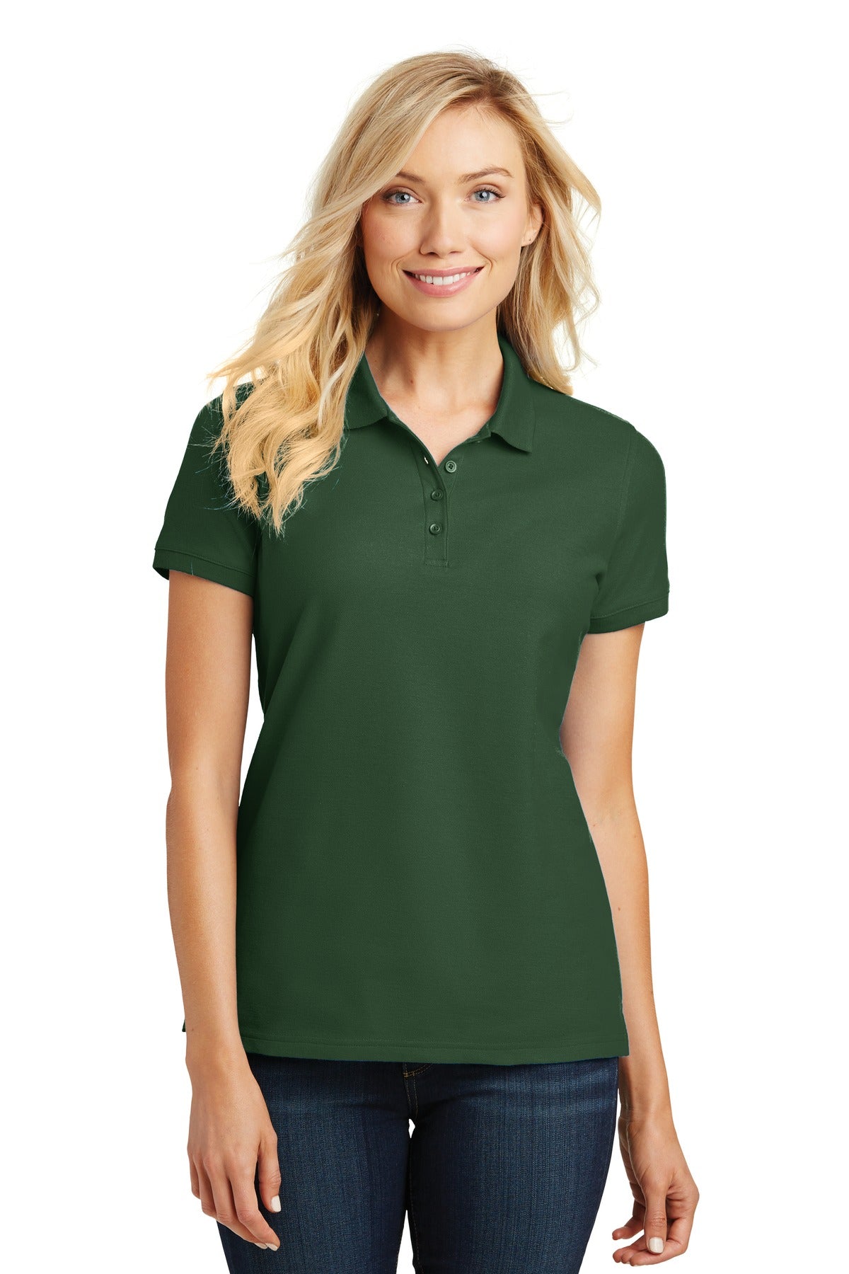 Port Authority Women's Core Classic Pique Polo. L100 in Deep Forest Green