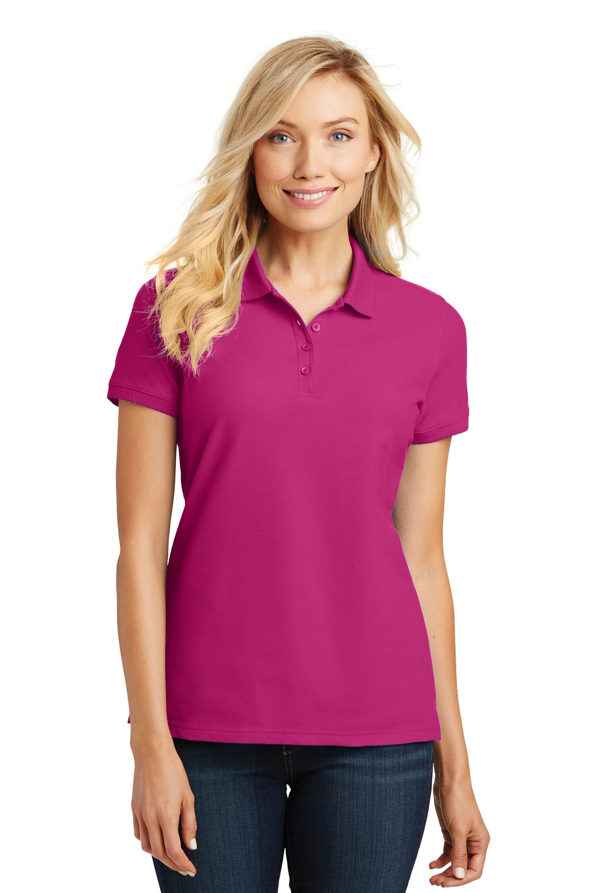 Port Authority Women's Core Classic Pique Polo. L100 in Pink Azalea