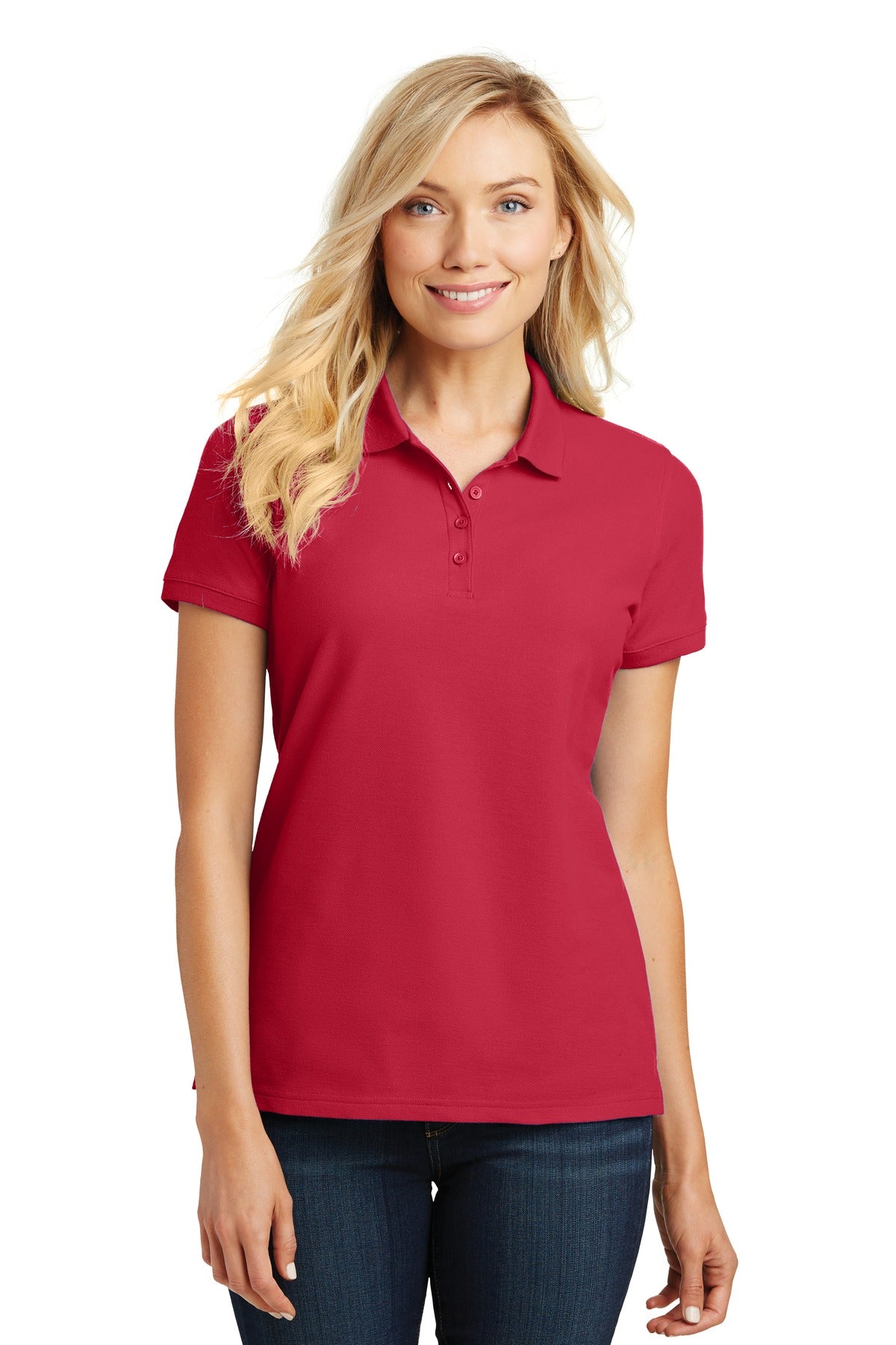 Port Authority Women's Core Classic Pique Polo. L100 in Rich Red