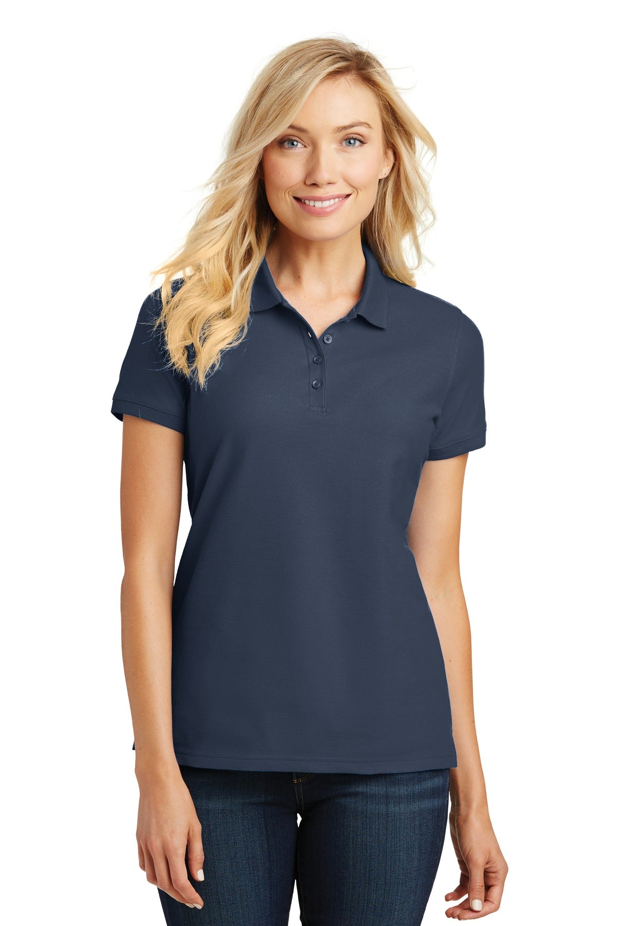Port Authority Women's Core Classic Pique Polo. L100 in River Blue Navy