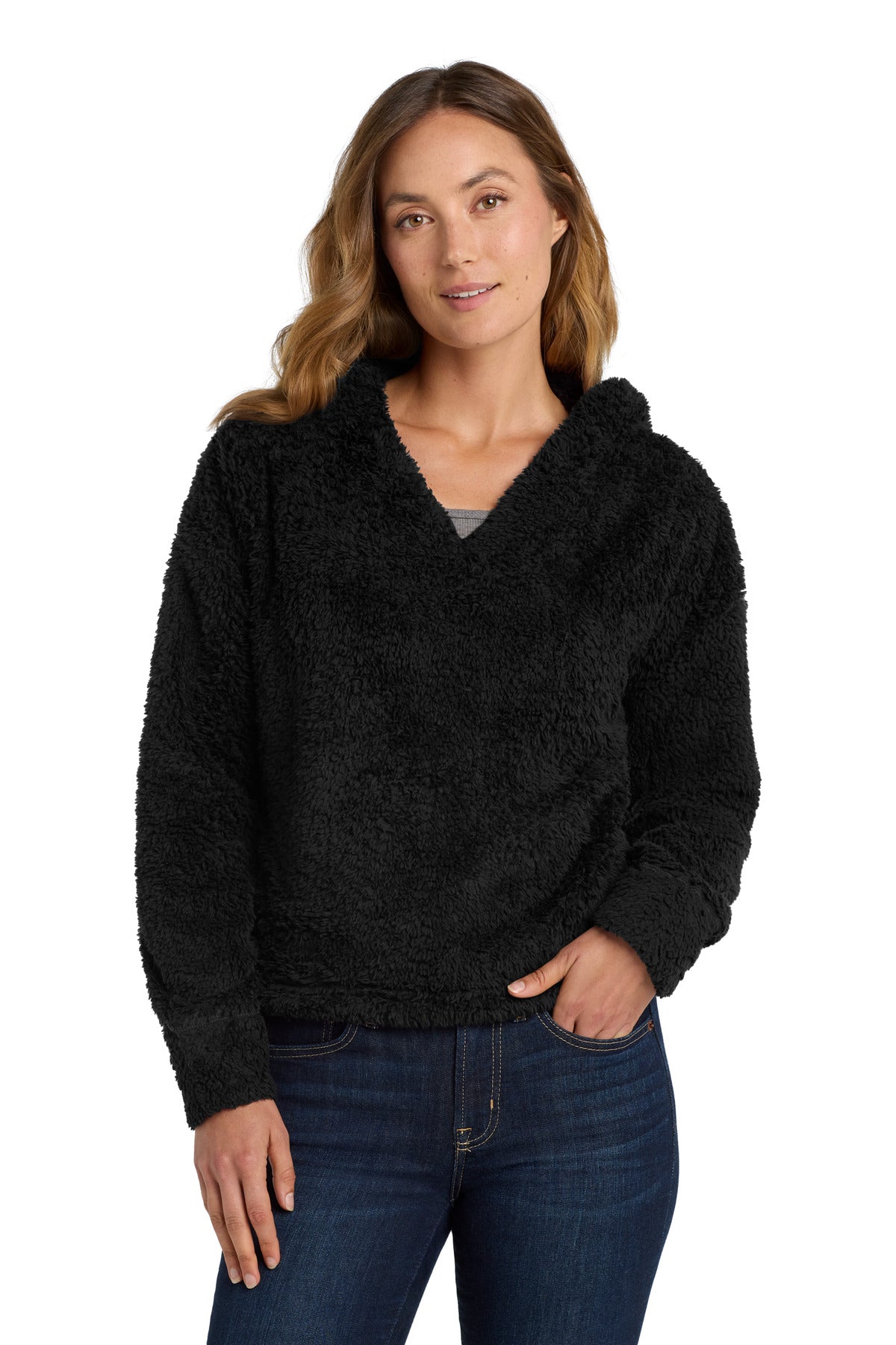 Port Authority  Women's Cozy Fleece Hoodie. L132 in Black