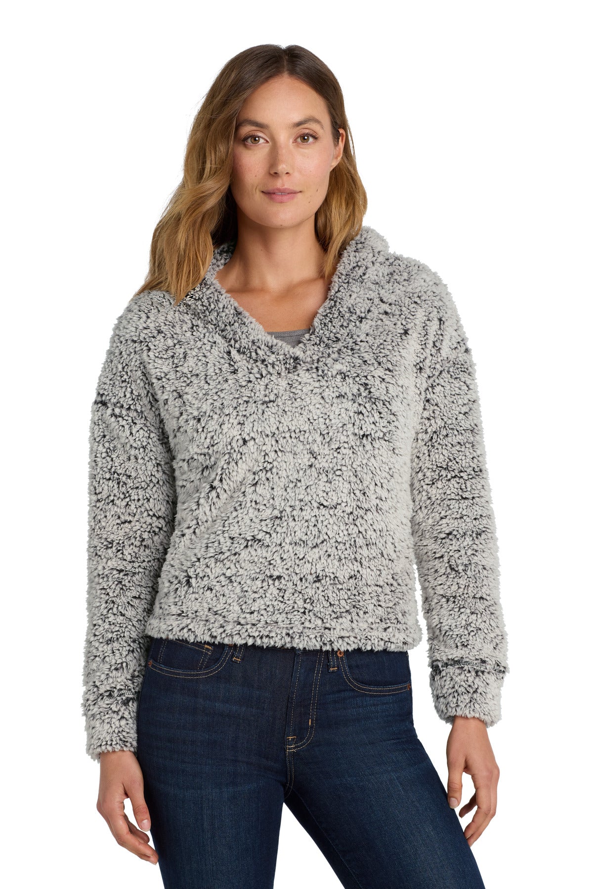 Port Authority  Women's Cozy Fleece Hoodie. L132 in Grey Heather