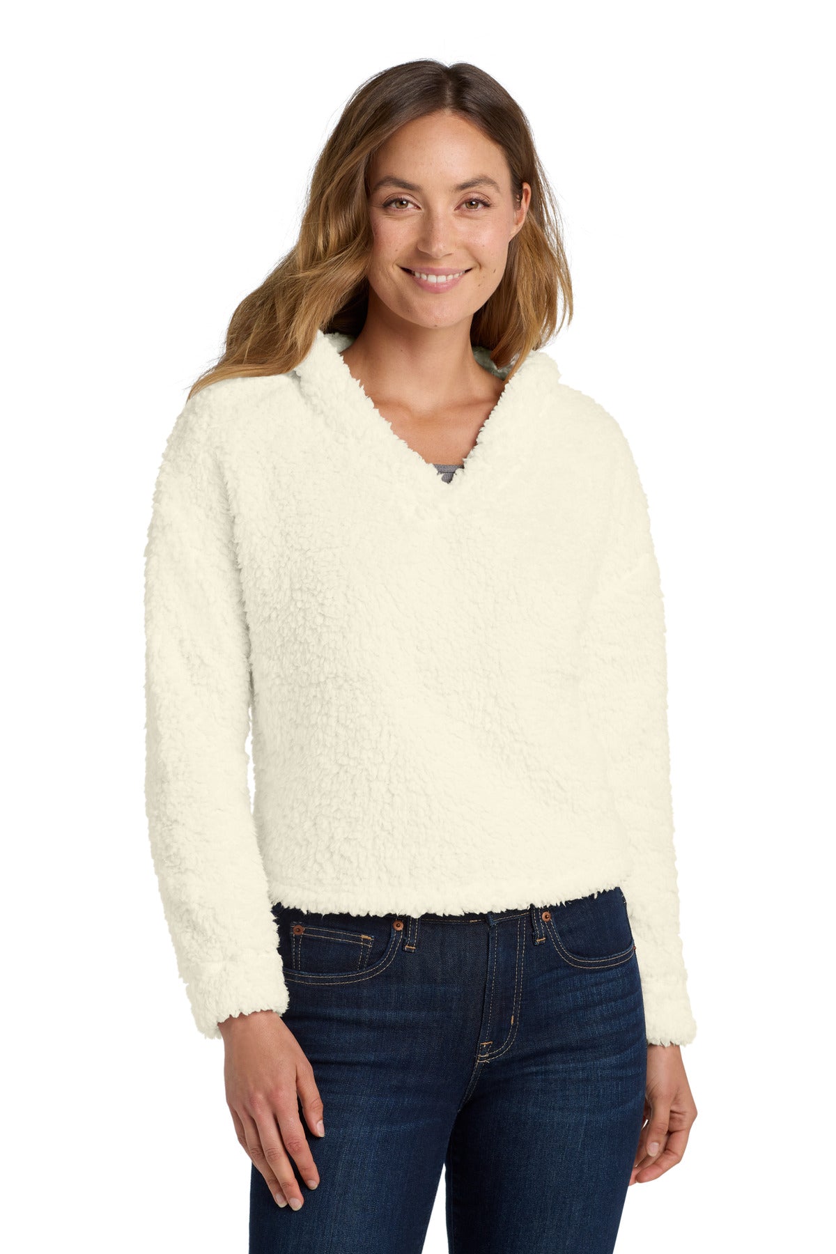 Port Authority  Women's Cozy Fleece Hoodie. L132 in Marshmallow