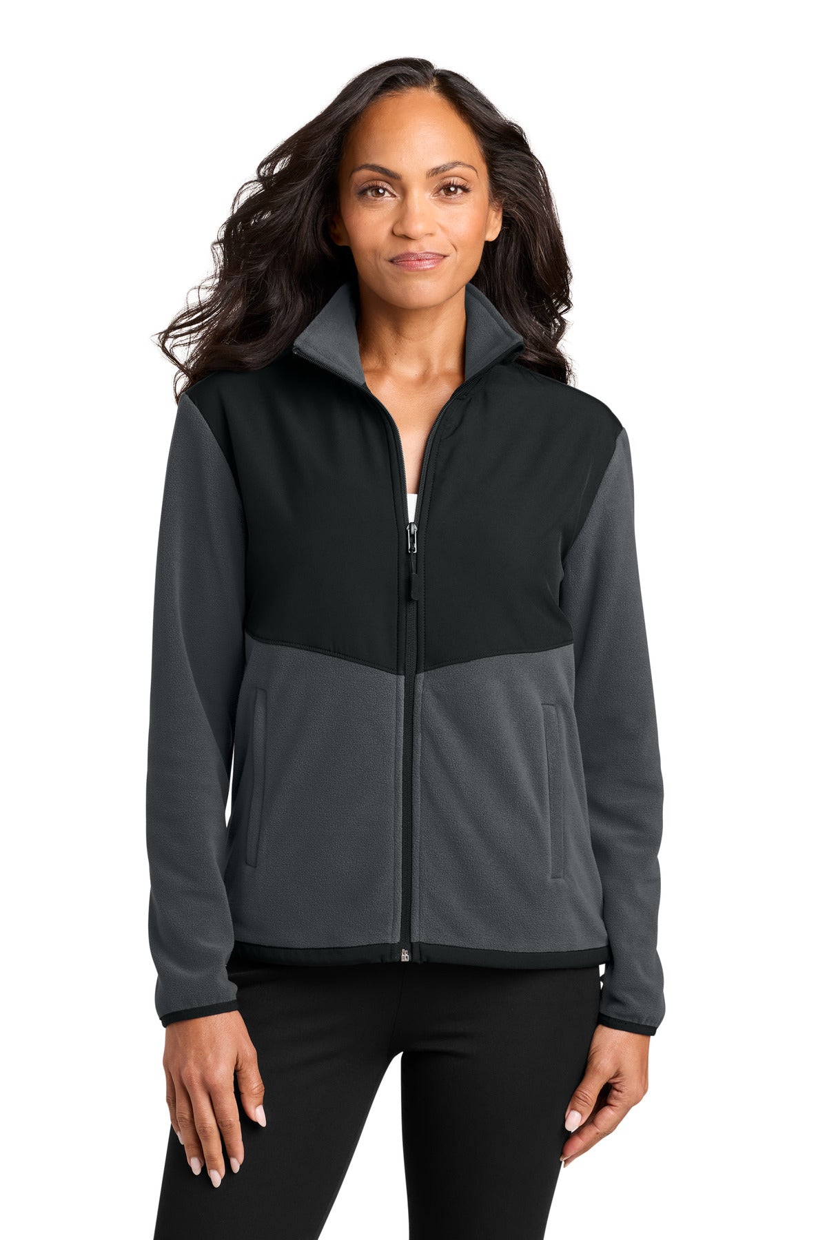 Port Authority Women's Therma-Tek Fleece Jacket L180 in Iron Grey/ Black