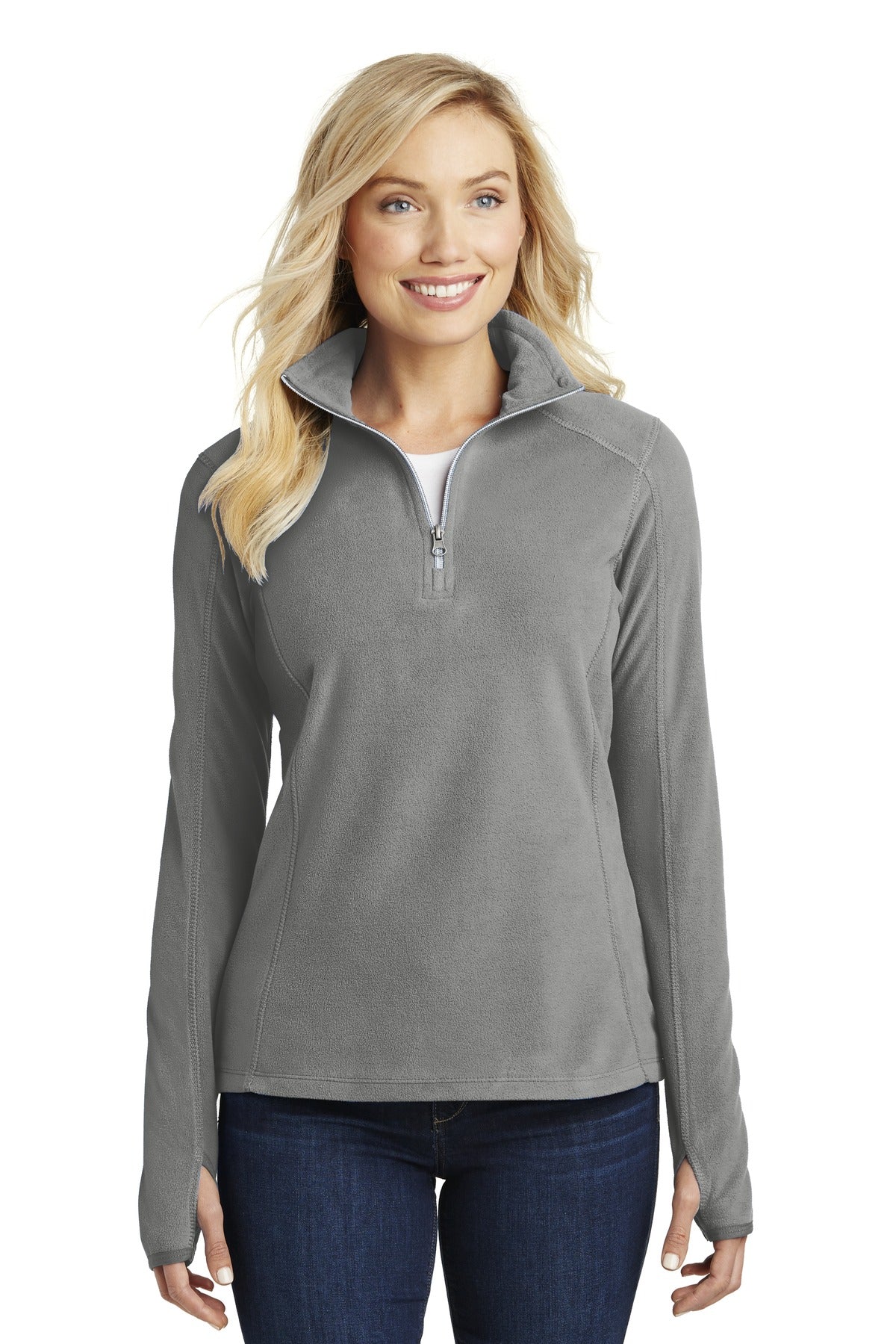 Port Authority Women's Microfleece 1/2-Zip Pullover. L224 in Pearl Grey
