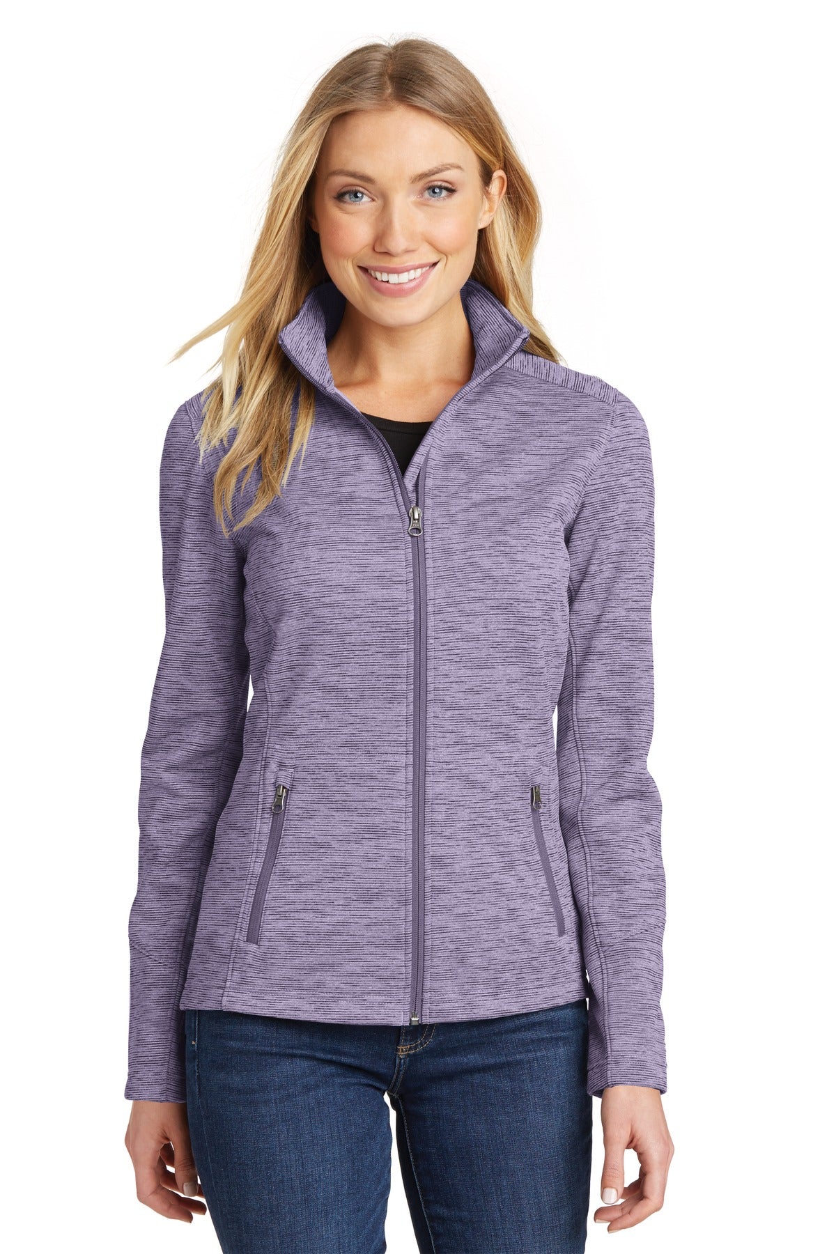 Port Authority Women's Digi Stripe Fleece Jacket. L231 in Purple