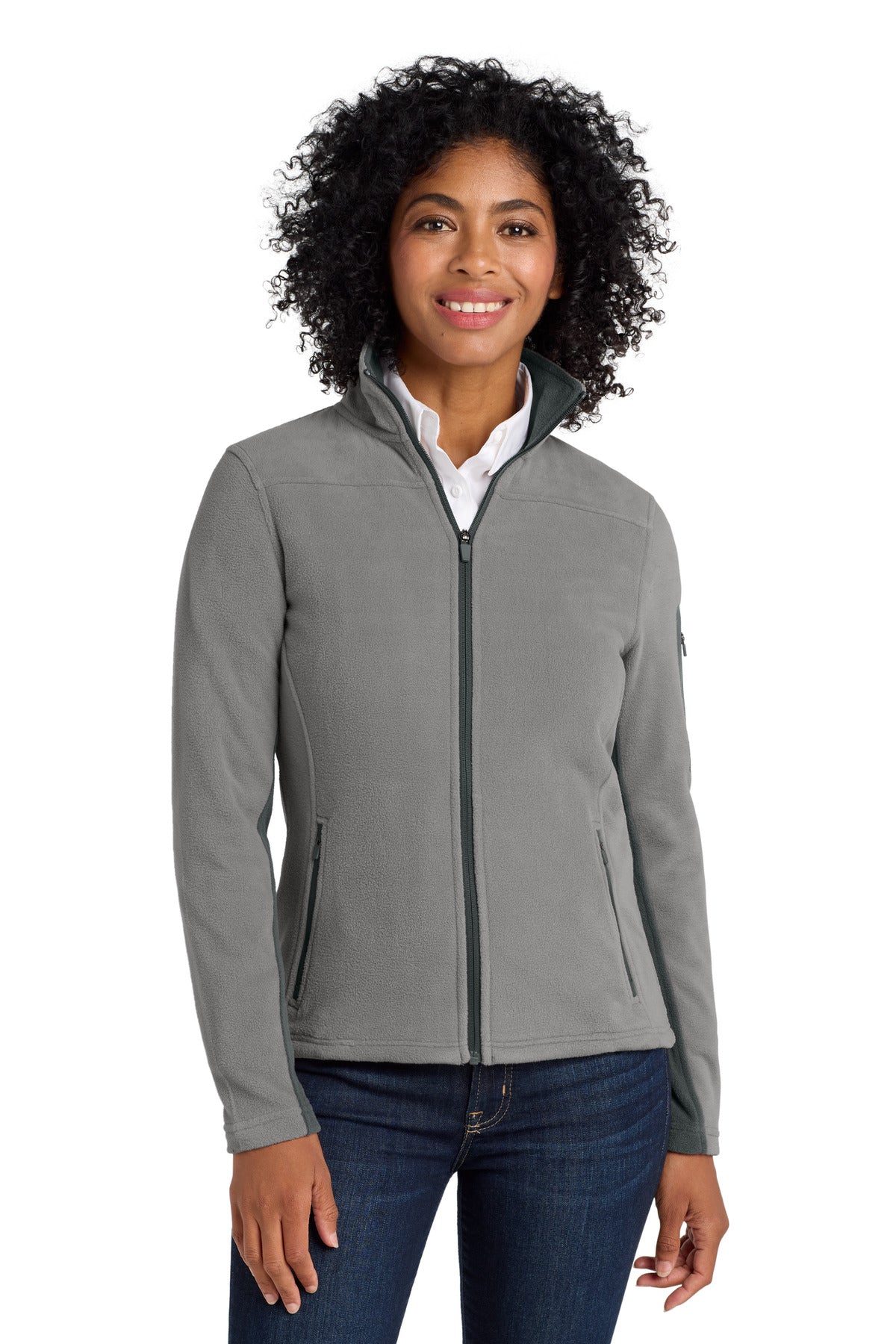 Port Authority Women's Summit Fleece Full-Zip Jacket. L233 in Frost Grey/ Magnet