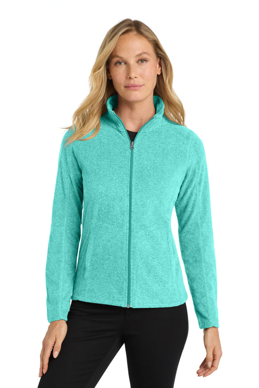 Port Authority Women's Heather Microfleece Full-Zip Jacket. L235 in Aqua Green Heather