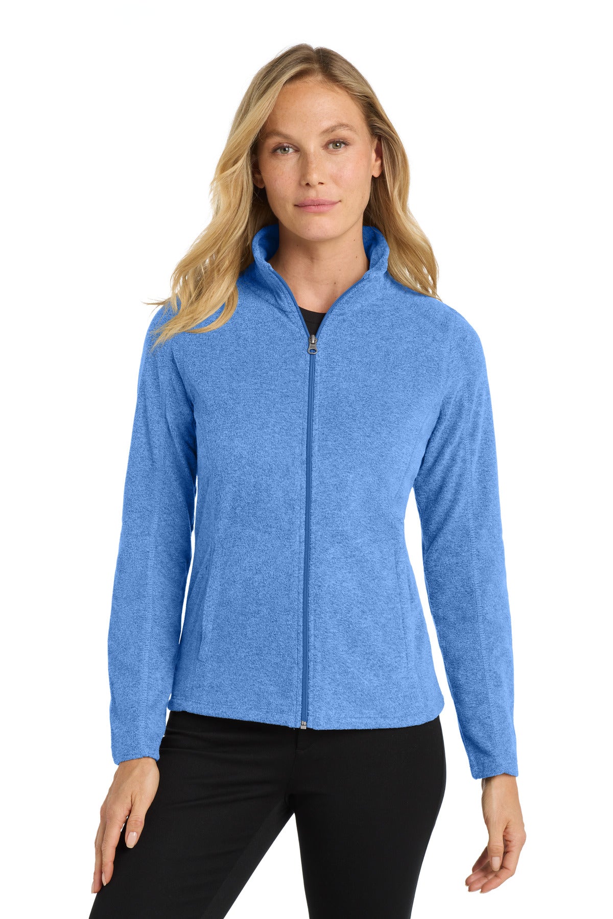 Port Authority Women's Heather Microfleece Full-Zip Jacket. L235 in Light Royal Heather