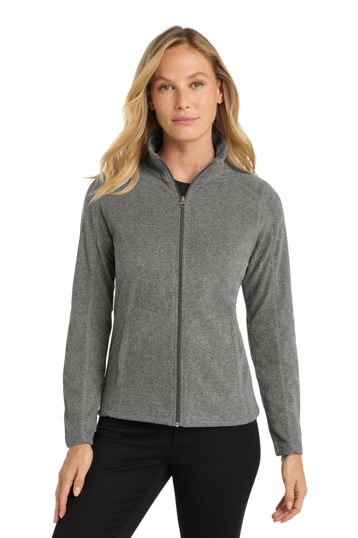 Port Authority Women's Heather Microfleece Full-Zip Jacket. L235 in Pearl Grey Heather