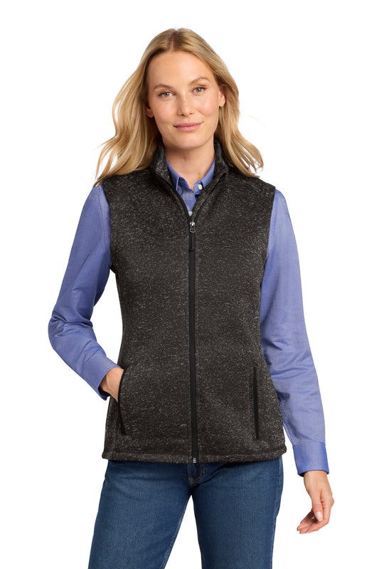Port Authority  Women's Sweater Fleece Vest L236 in Black Heather