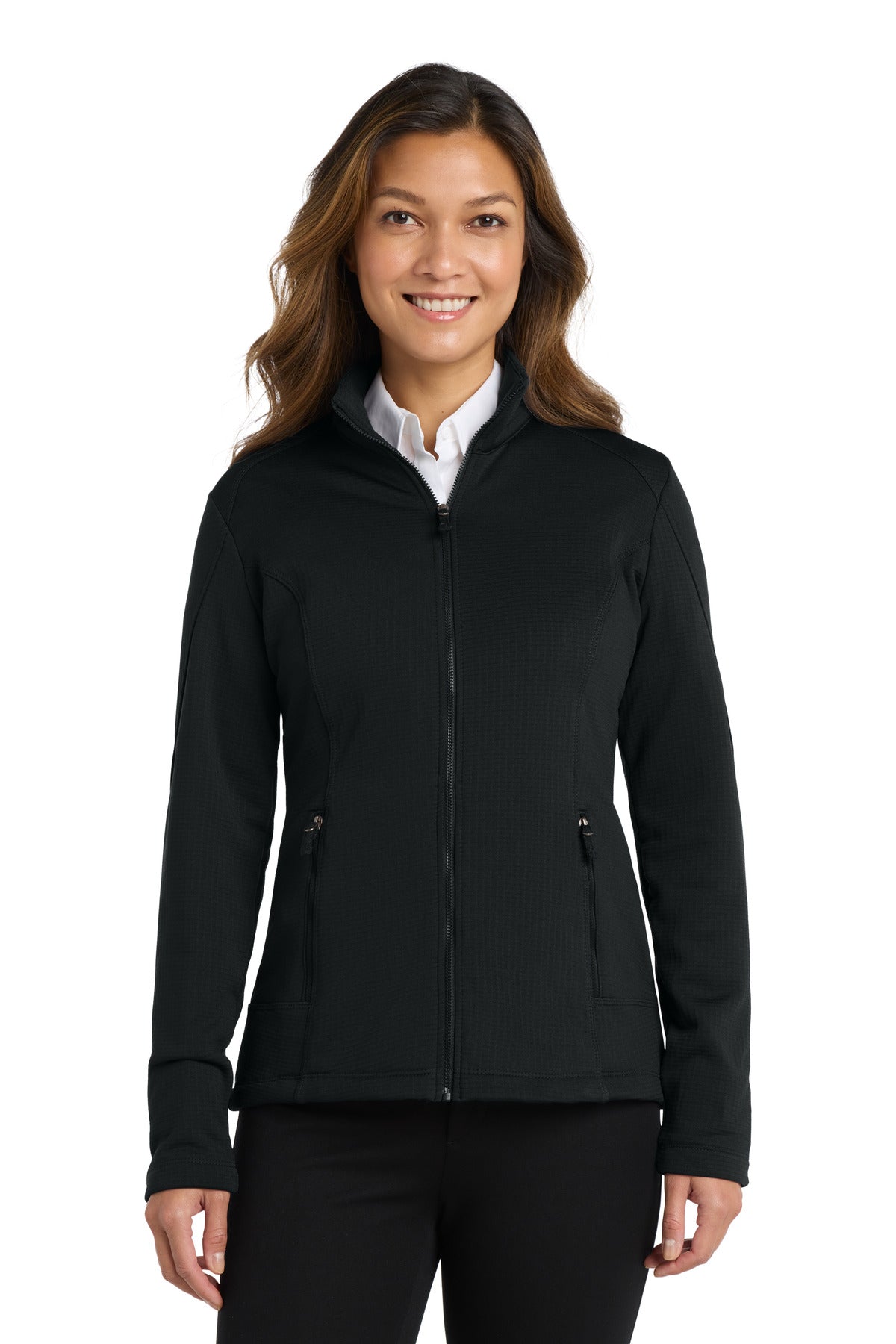 Port Authority  Women's Grid Fleece Jacket. L239 in Deep Black