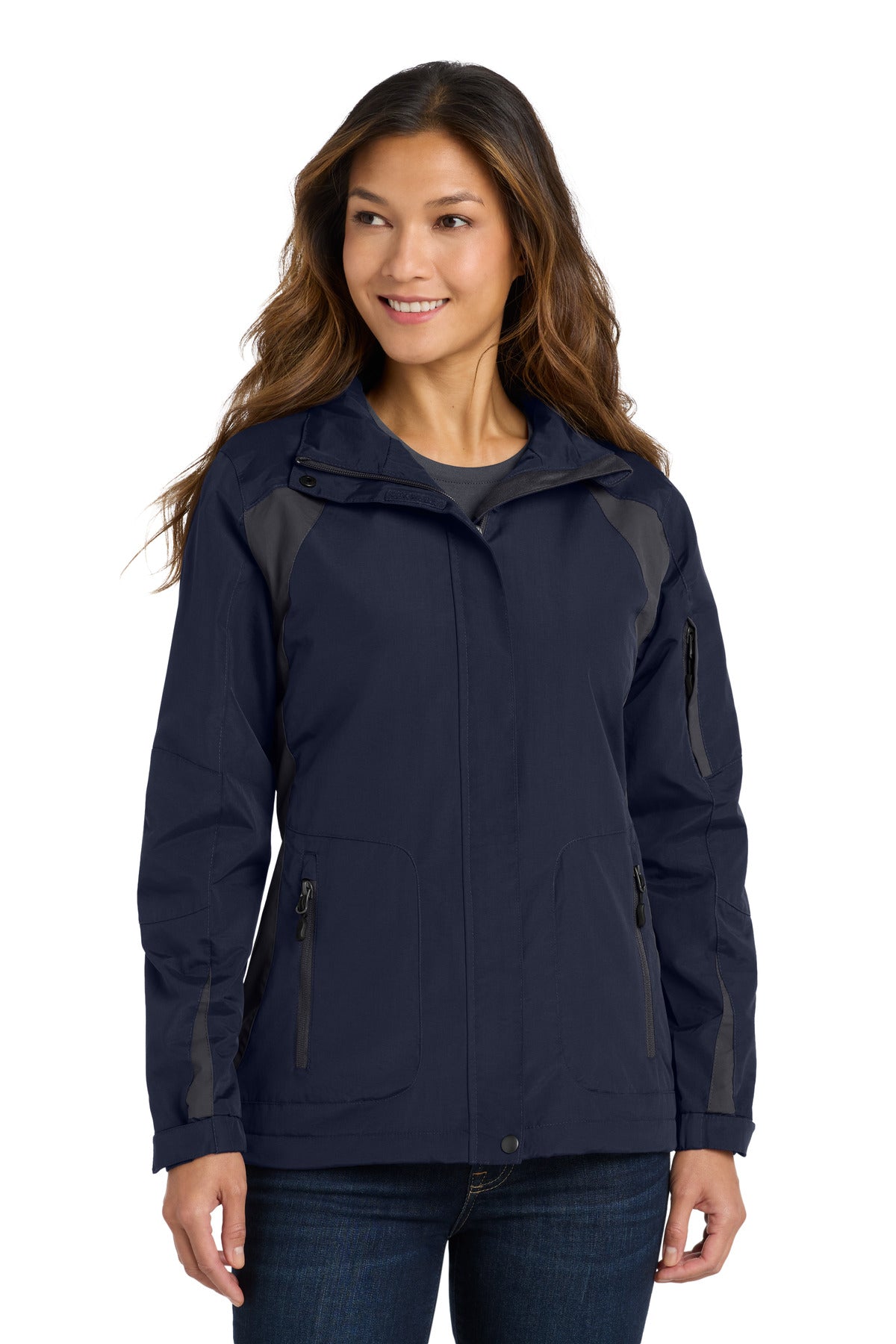 Port Authority Women's All-Season II Jacket. L304 in True Navy/ Iron Grey