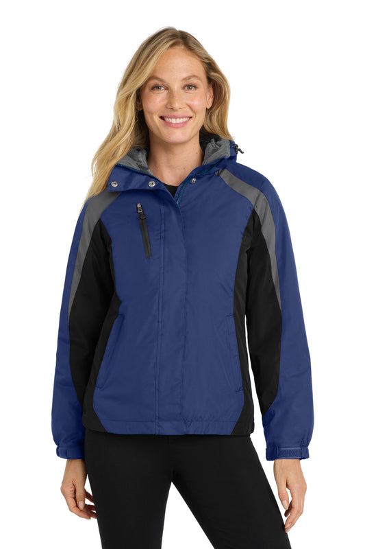 Port Authority Women's Colorblock 3-in-1 Jacket. L321 in Admiral Blue/ Black/ Magnet