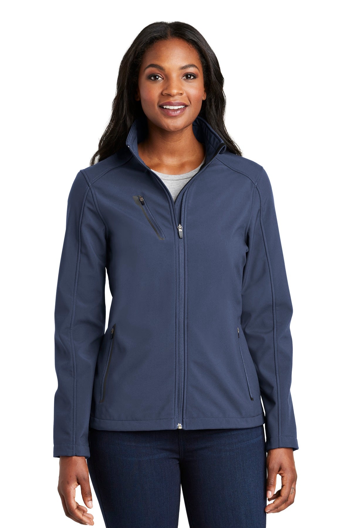 Port Authority Women's Welded Soft Shell Jacket. L324 in Dress Blue Navy