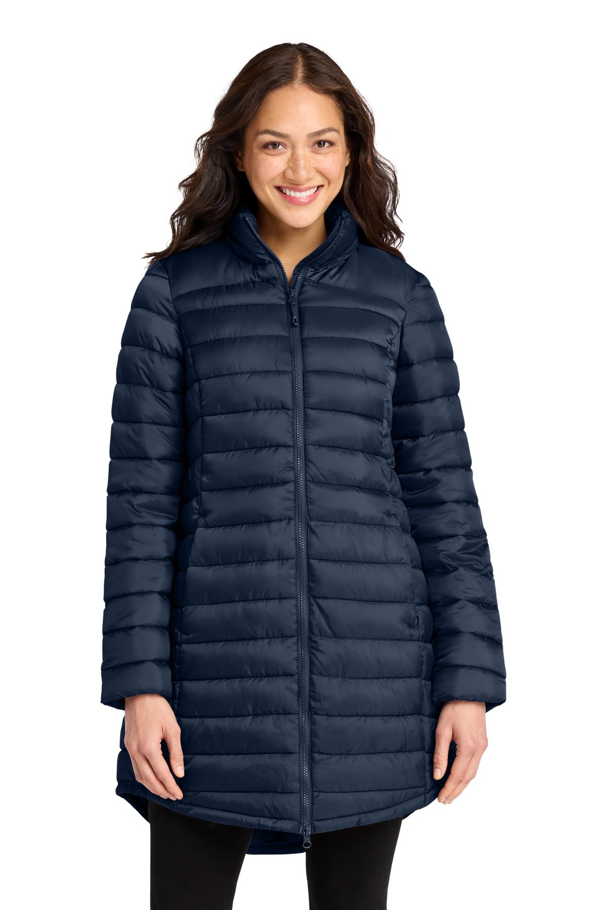 Port Authority Women's Horizon Puffy Long Jacket L365 in Dress Blue Navy