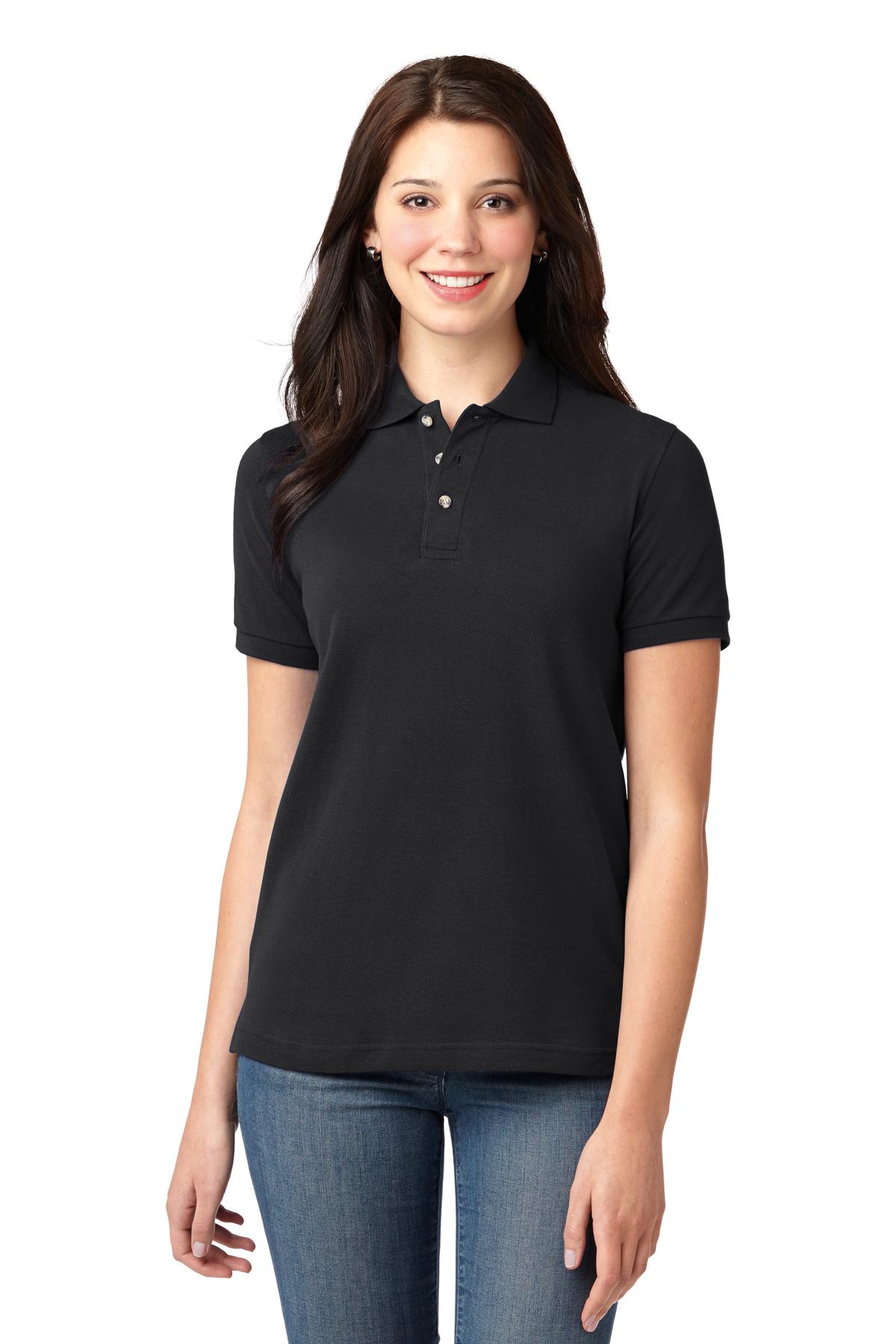 Port Authority Women's Heavyweight Cotton Pique Polo.  L420 in Black