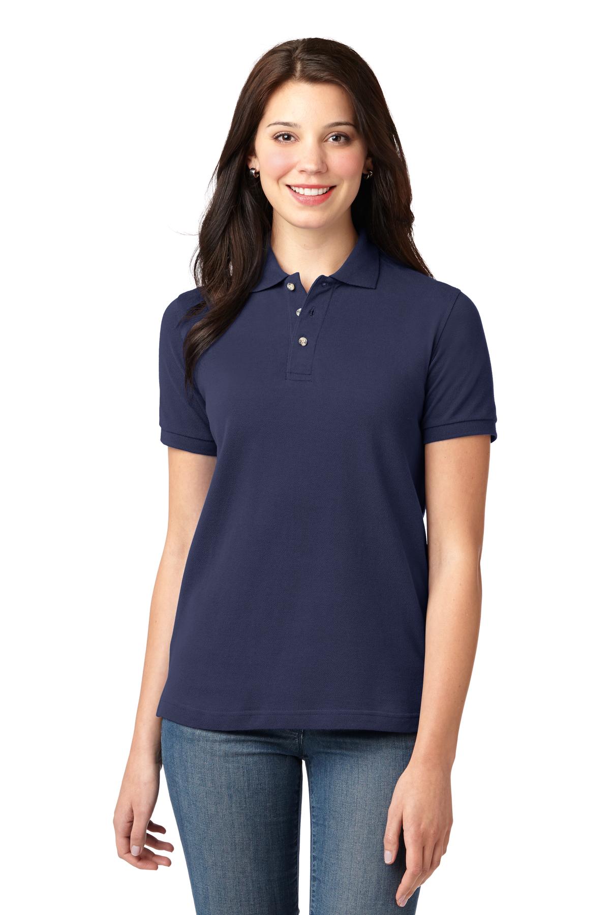 Port Authority Women's Heavyweight Cotton Pique Polo.  L420 in Navy