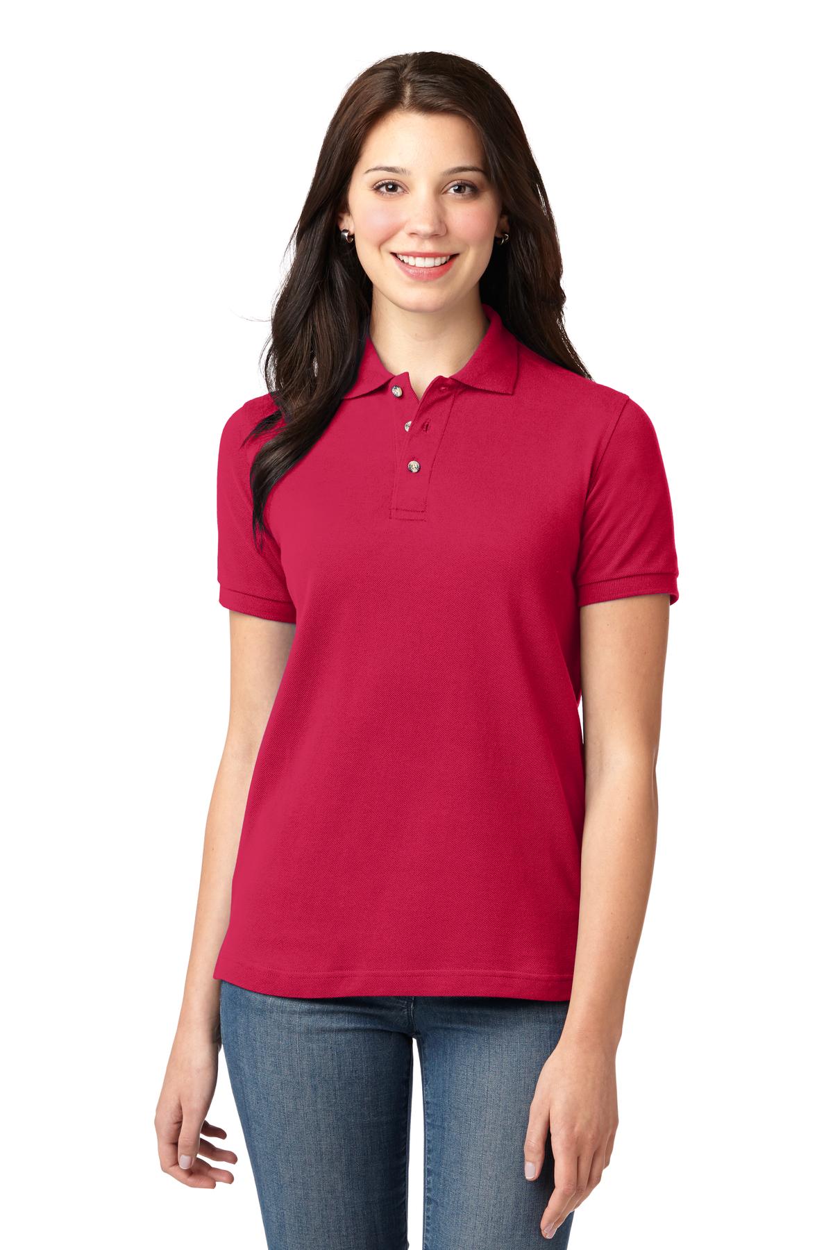Port Authority Women's Heavyweight Cotton Pique Polo.  L420 in Red