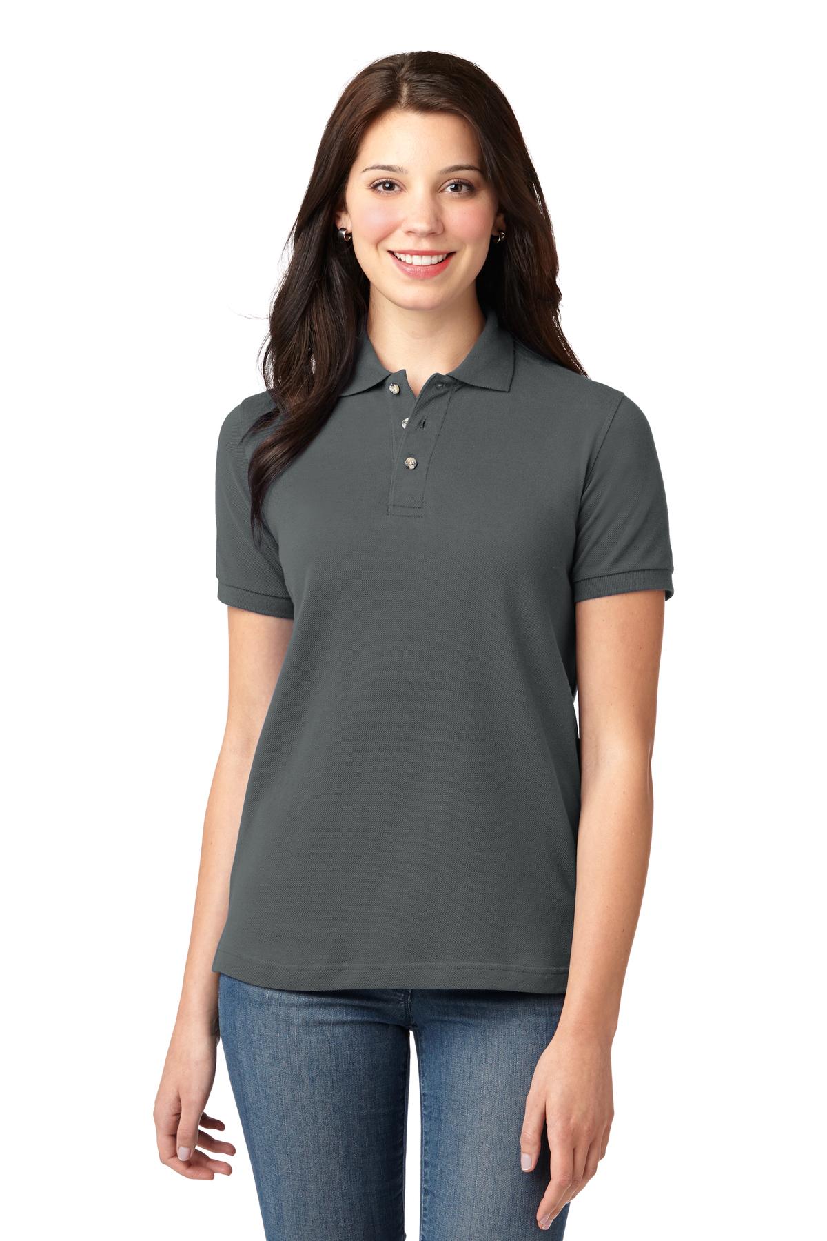 Port Authority Women's Heavyweight Cotton Pique Polo.  L420 in Steel Grey