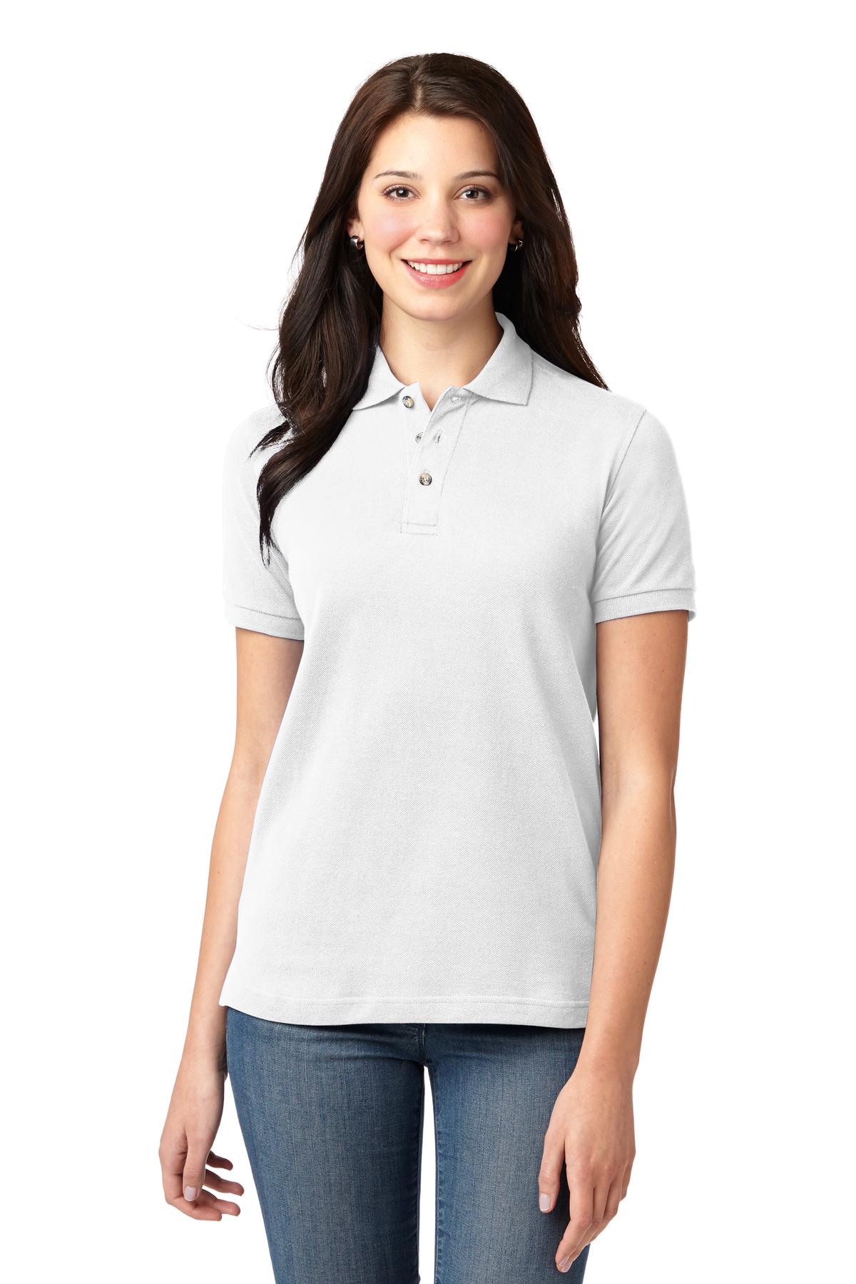 Port Authority Women's Heavyweight Cotton Pique Polo.  L420 in White