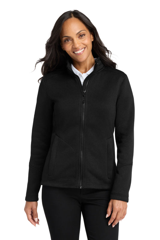 Port Authority Women's Arc Sweater Fleece Jacket L428 in Deep Black