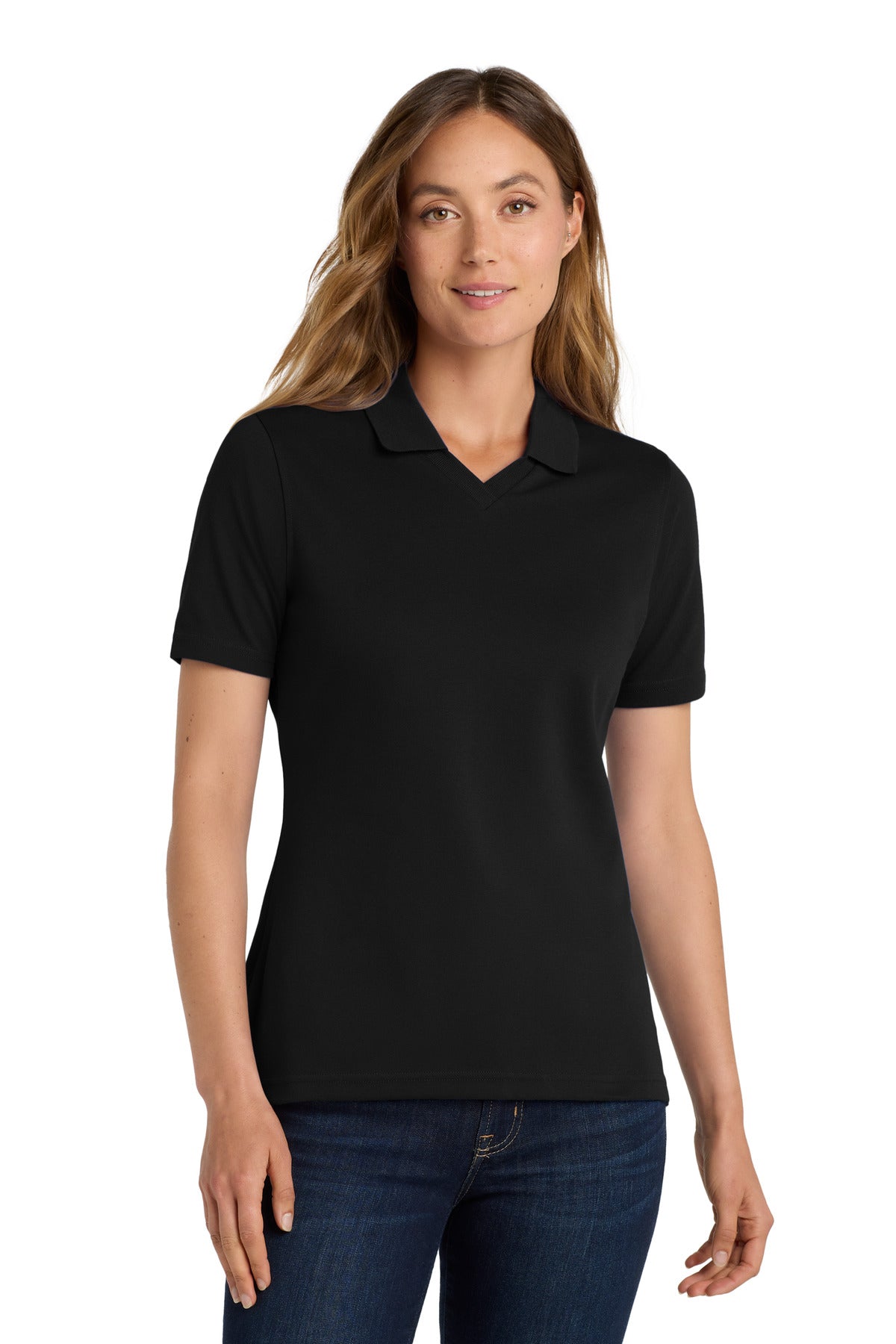 Port Authority Women's Rapid Dry Polo.  L455 in Jet Black