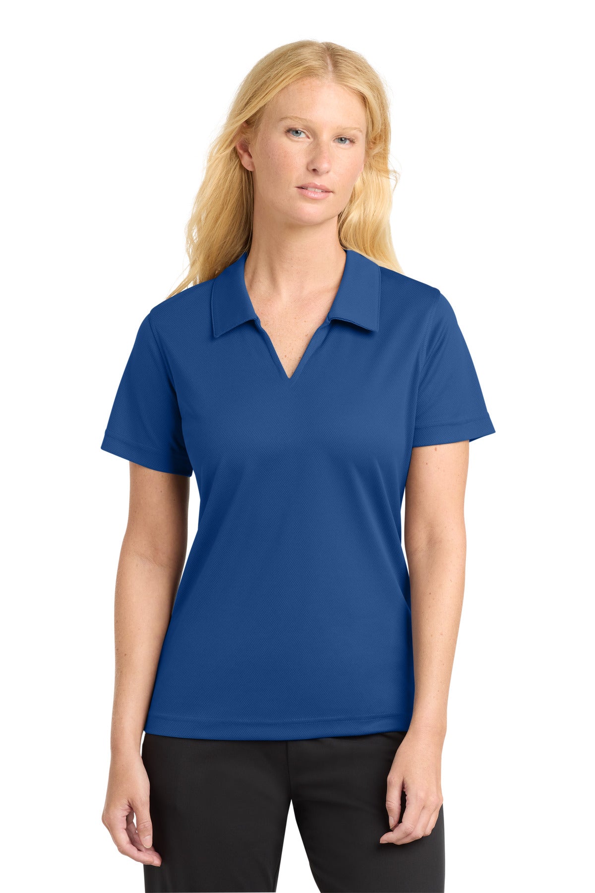 Sport-Tek Women's Dri-Mesh V-Neck Polo.  L469 in Royal