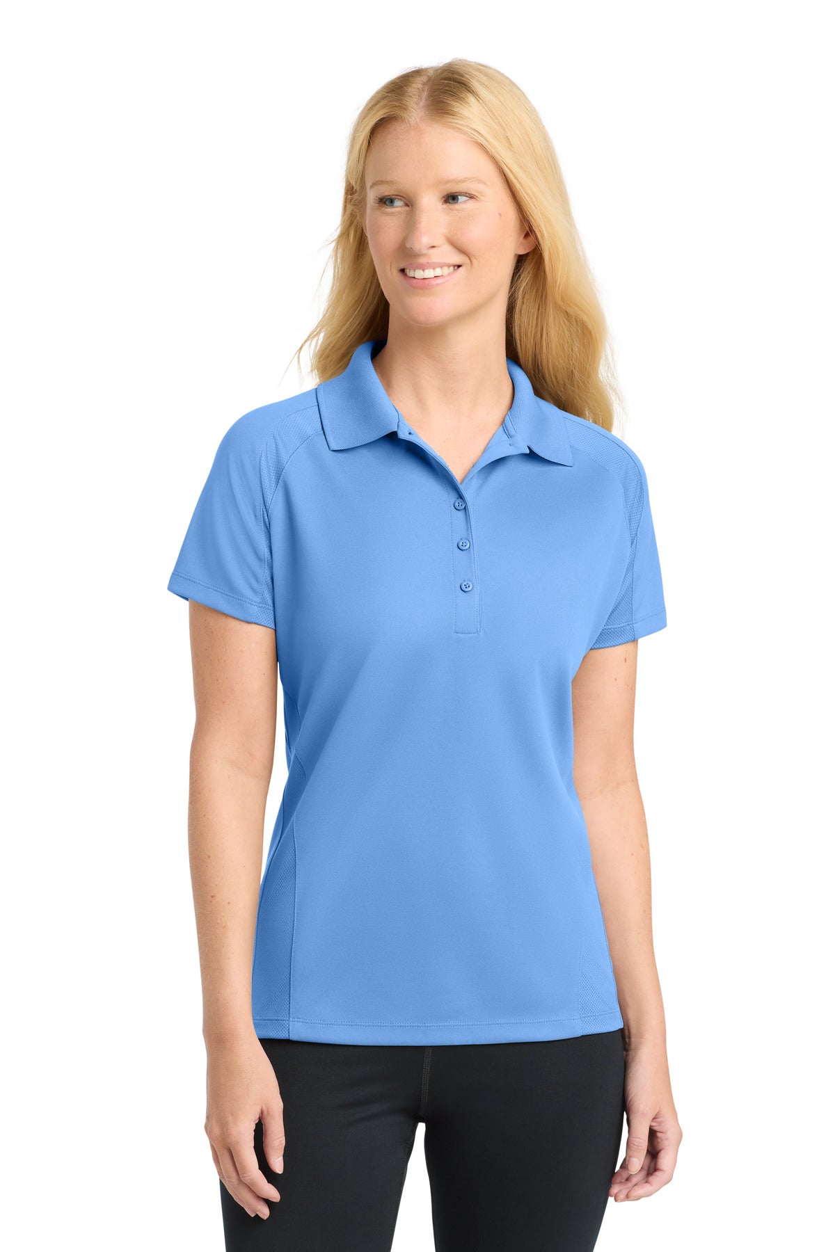 Sport-Tek Women's Dri-Mesh Pro Polo. L474 in Carolina Blue