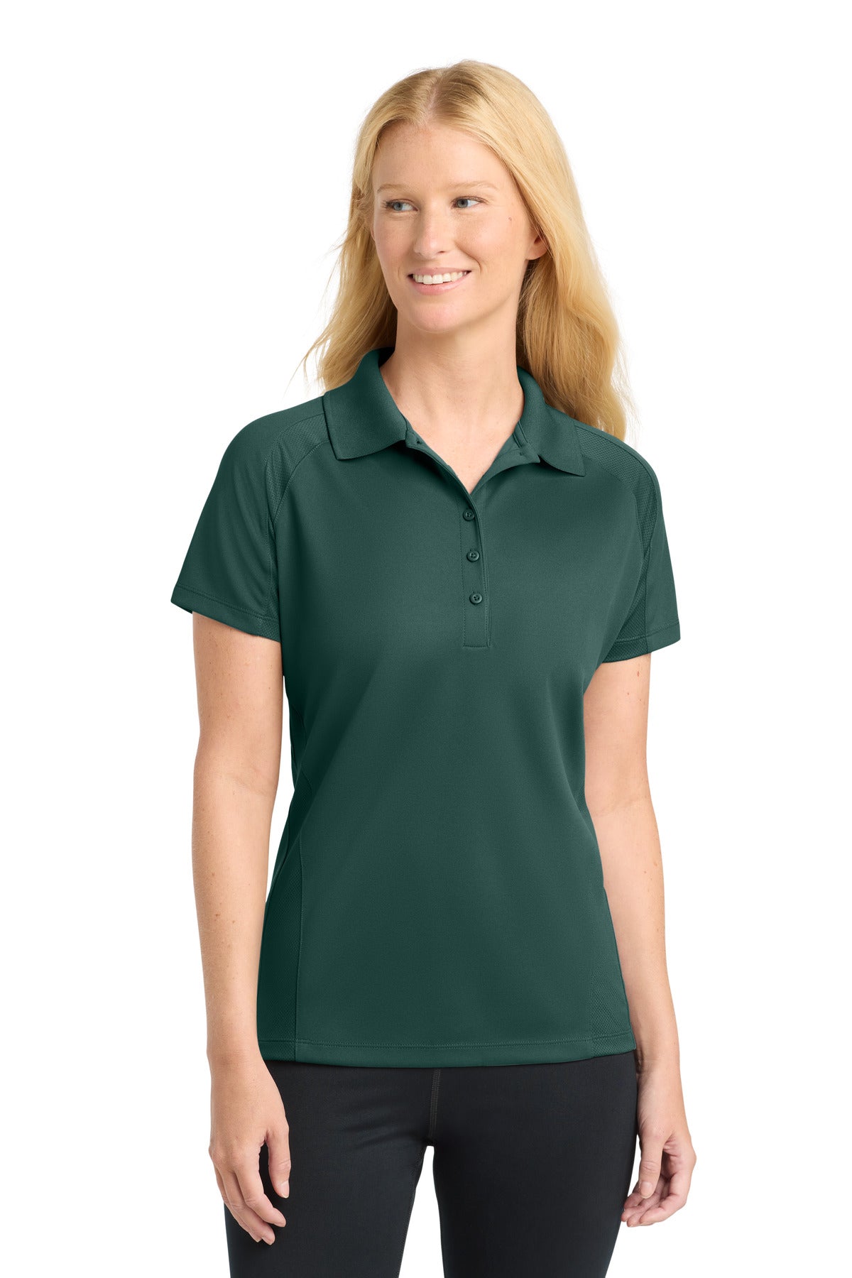 Sport-Tek Women's Dri-Mesh Pro Polo. L474 in Dark Green