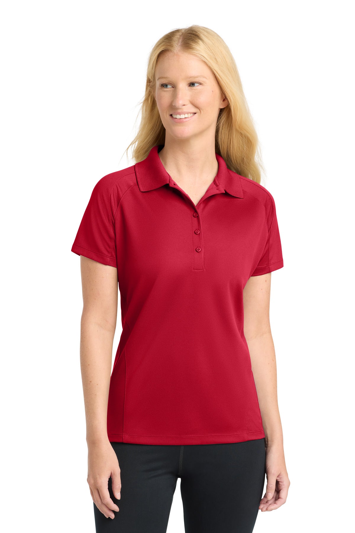 Sport-Tek Women's Dri-Mesh Pro Polo. L474 in Engine Red