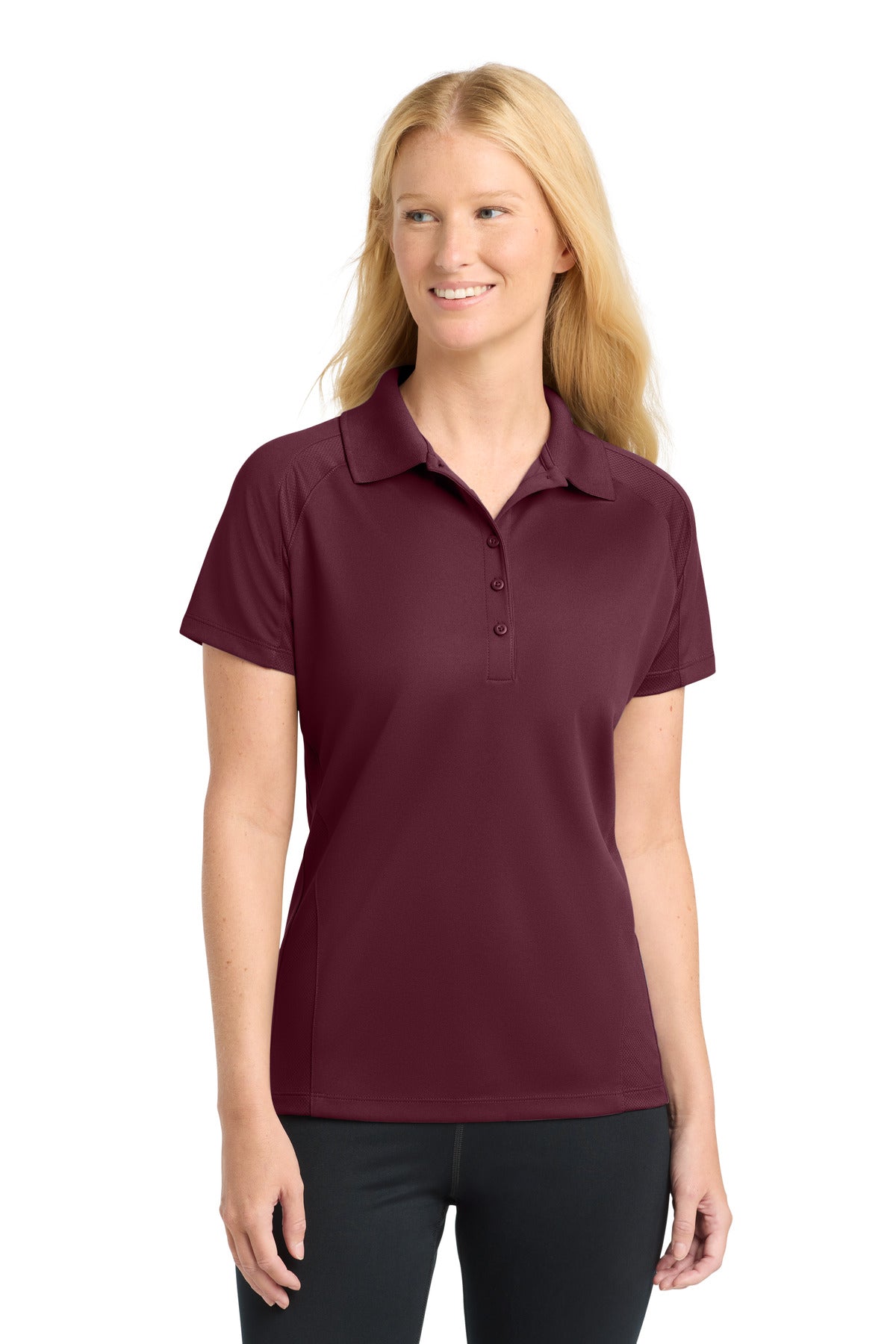 Sport-Tek Women's Dri-Mesh Pro Polo. L474 in Maroon