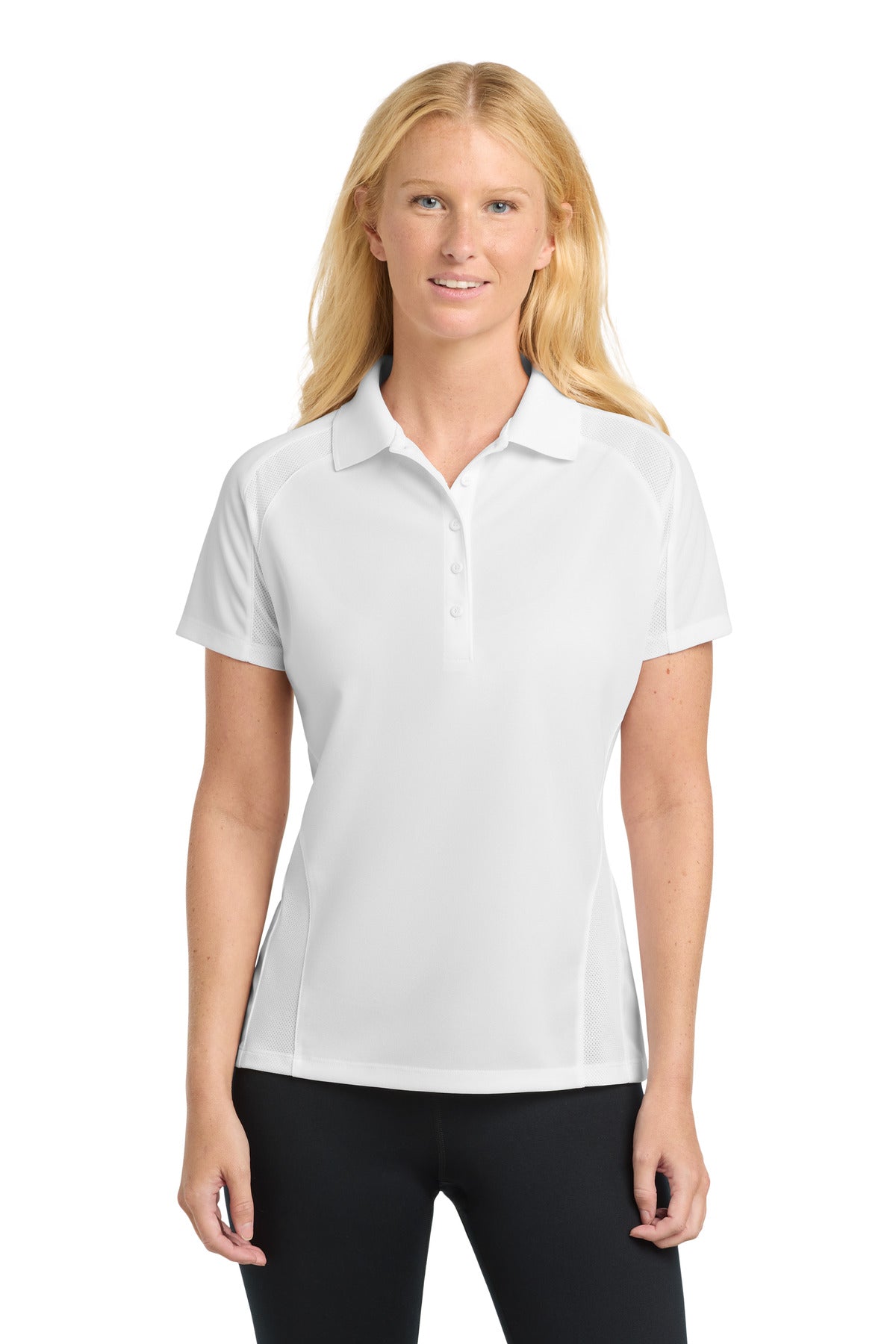 Sport-Tek Women's Dri-Mesh Pro Polo. L474 in White