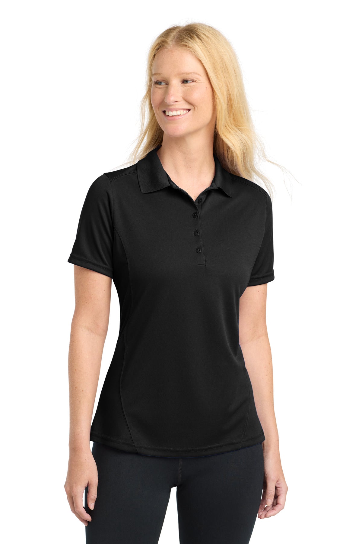 Sport-Tek Women's Dry Zone Raglan Accent Polo. L475 in Black