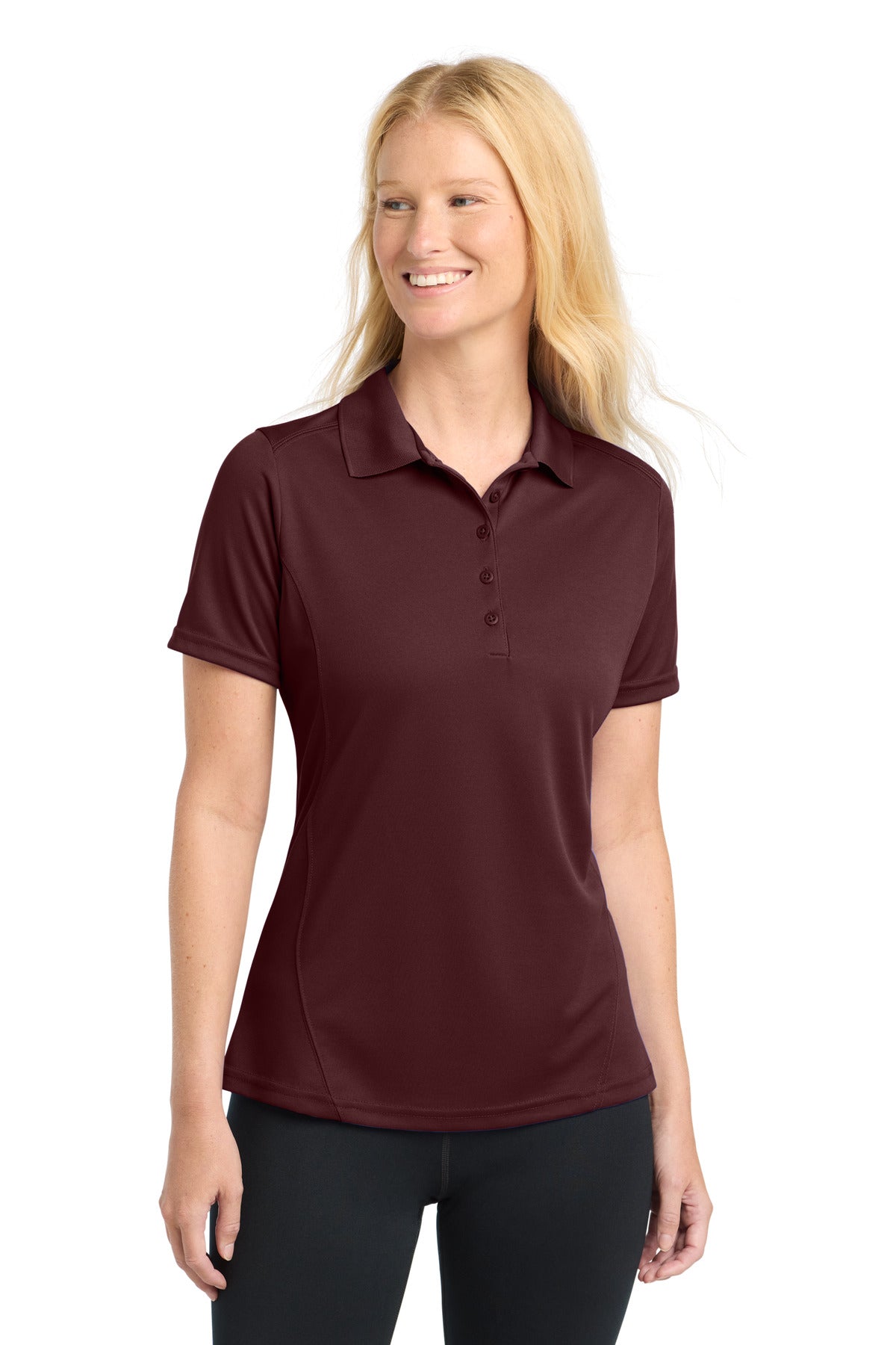 Sport-Tek Women's Dry Zone Raglan Accent Polo. L475 in Maroon