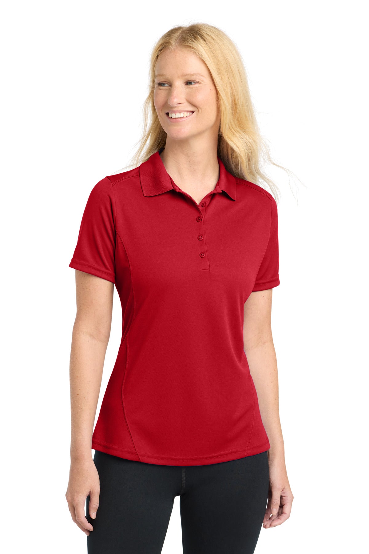 Sport-Tek Women's Dry Zone Raglan Accent Polo. L475 in True Red