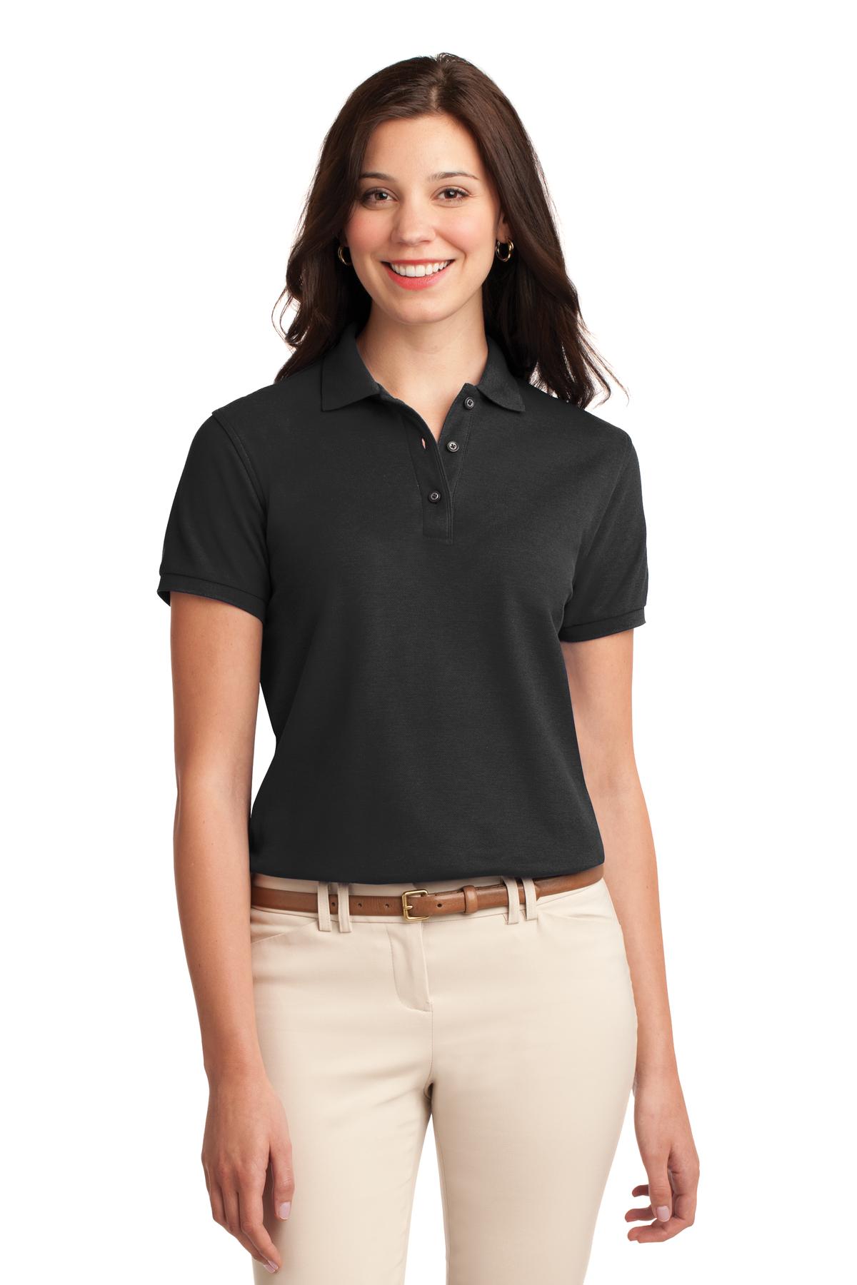 Port Authority Women's Silk Touch Polo.  L500 in Black