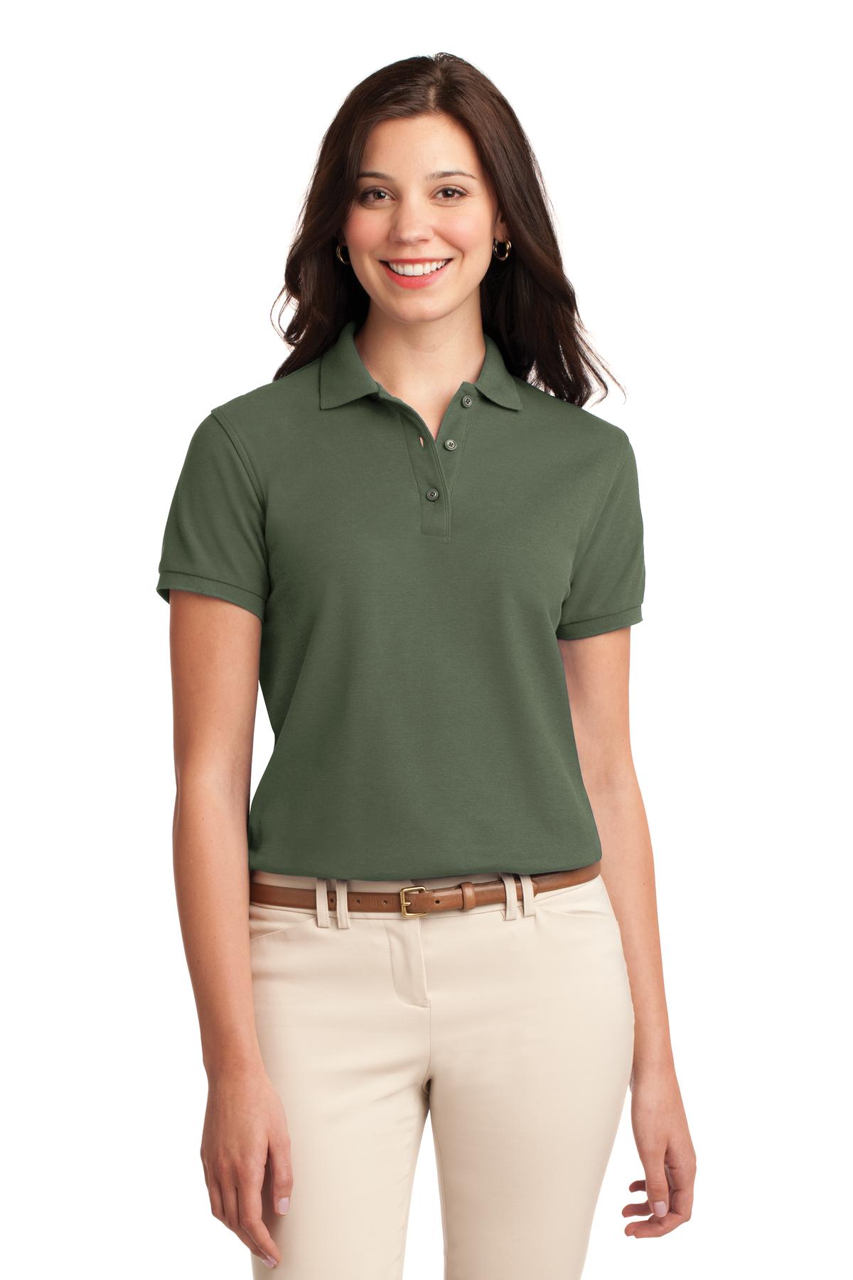 Port Authority Women's Silk Touch Polo.  L500 in Clover Green