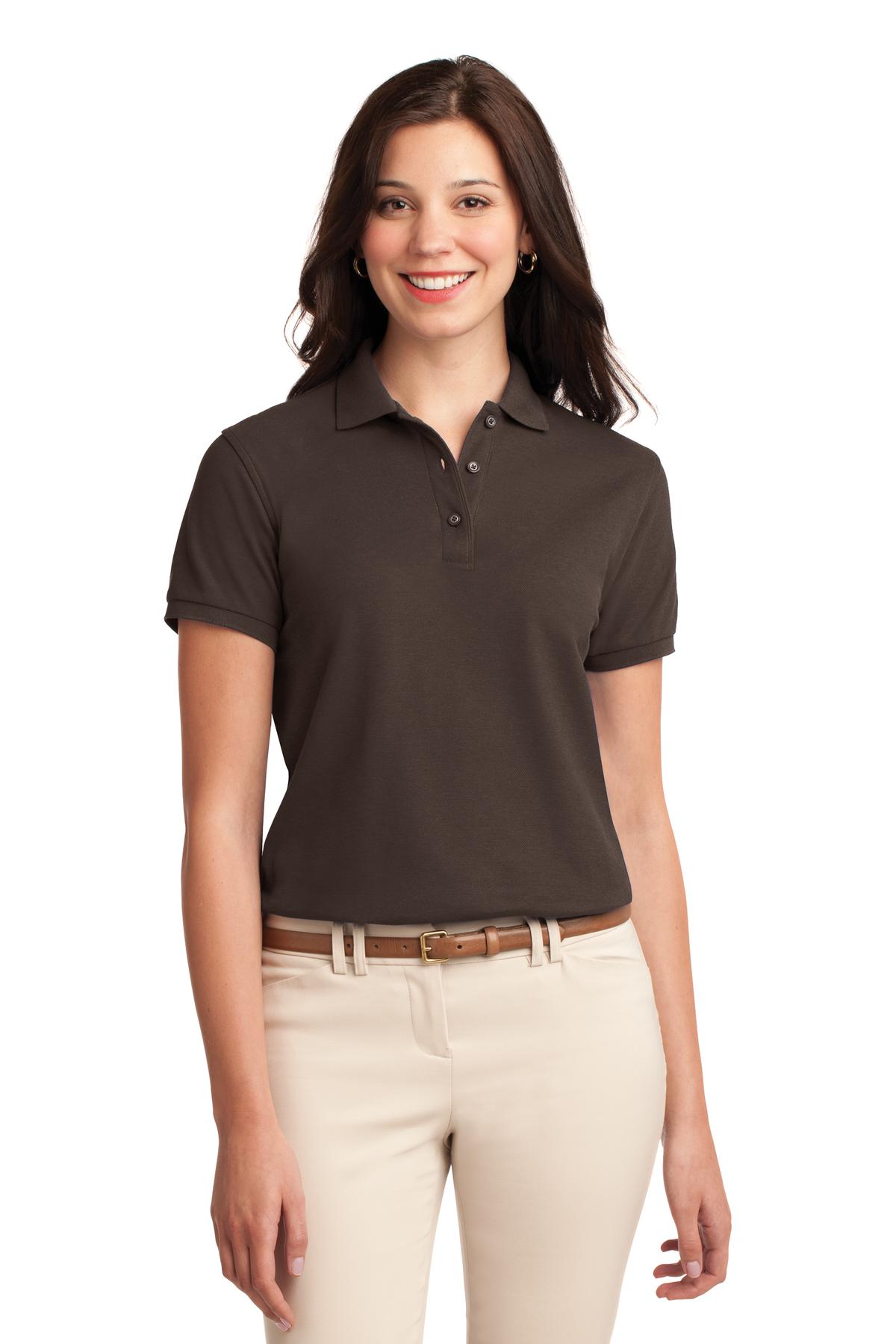 Port Authority Women's Silk Touch Polo.  L500 in Coffee Bean