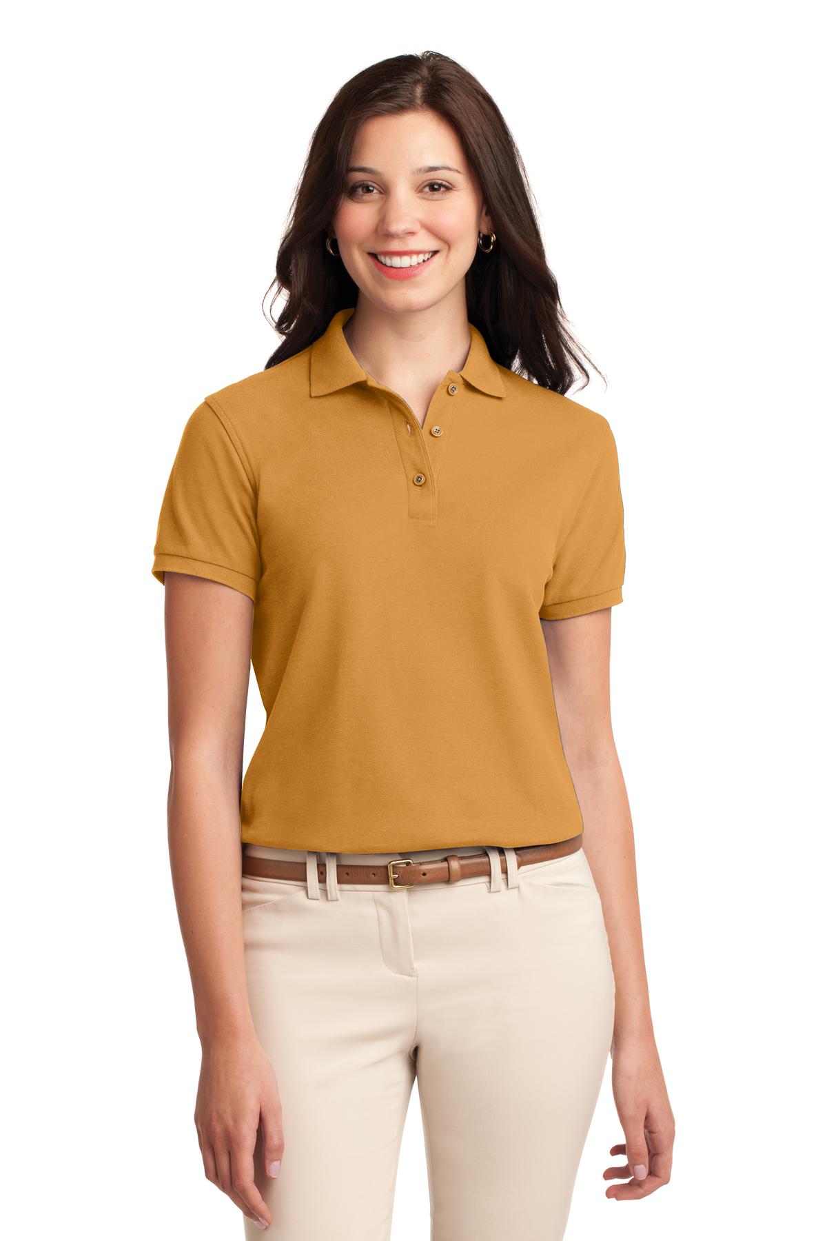 Port Authority Women's Silk Touch Polo.  L500 in Gold