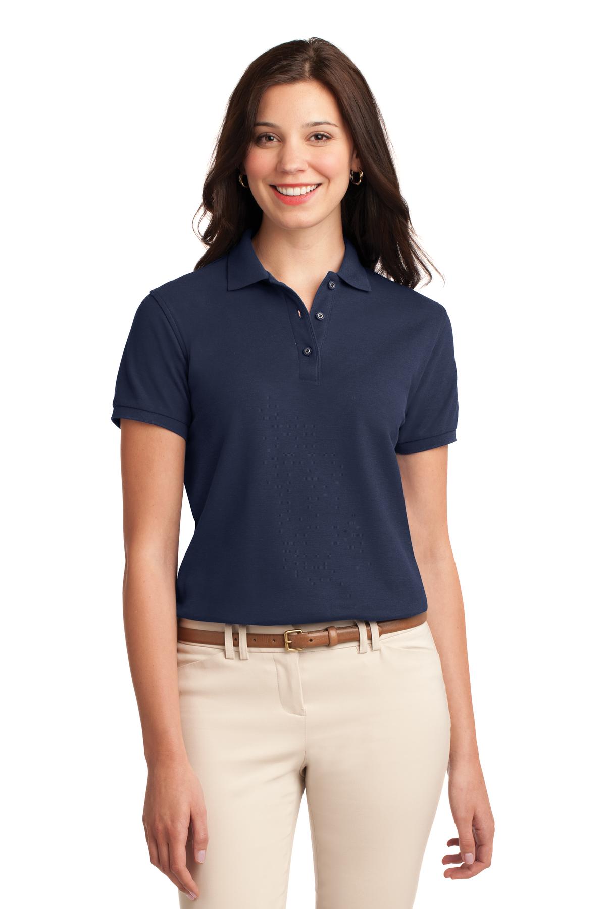 Port Authority Women's Silk Touch Polo.  L500 in Navy
