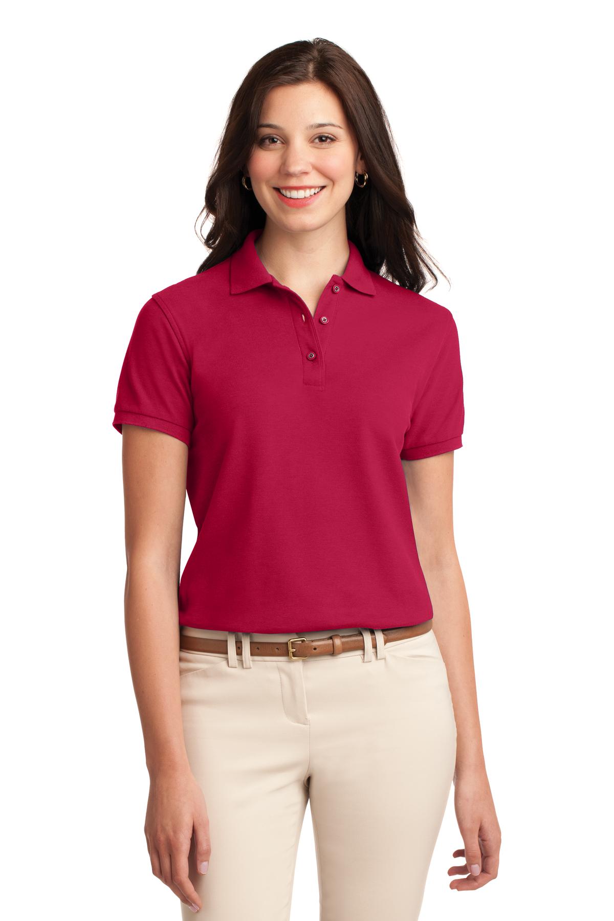 Port Authority Women's Silk Touch Polo.  L500 in Red